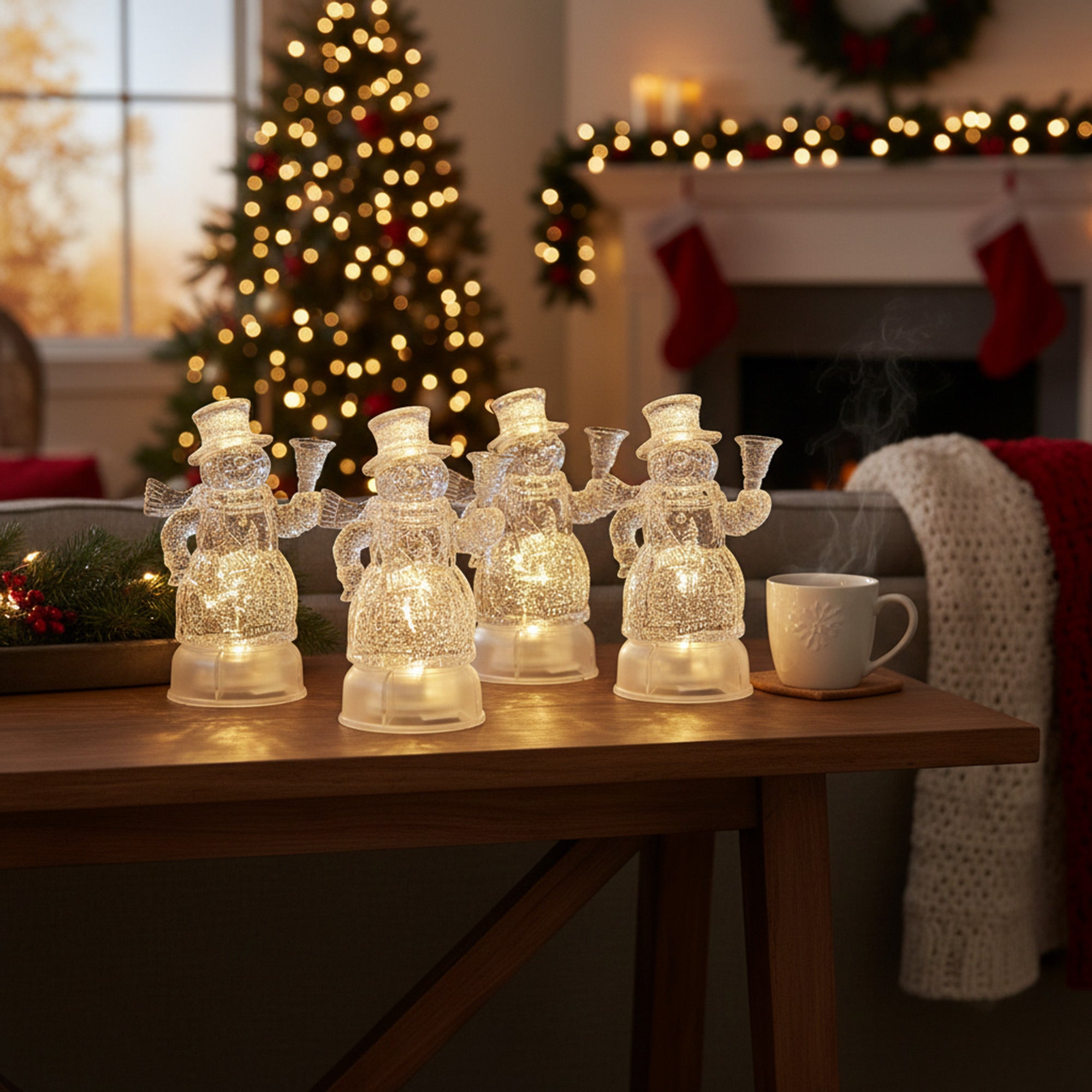 LED Acrylic Snowman, Christmas, Holiday Decor- Set of 4