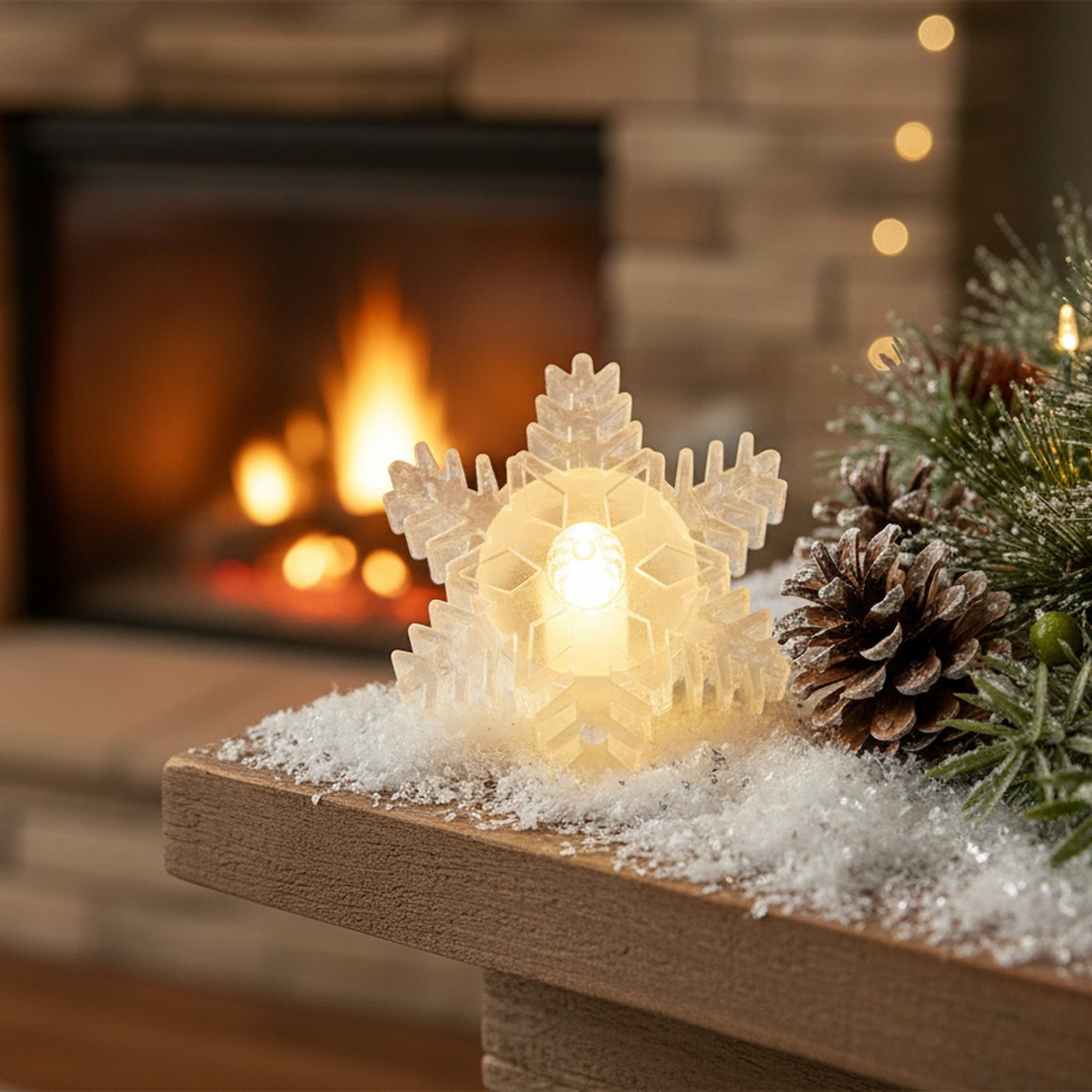 LED Acrylic Snowflake Tealight, Christmas, Holiday Decor- Set of 6