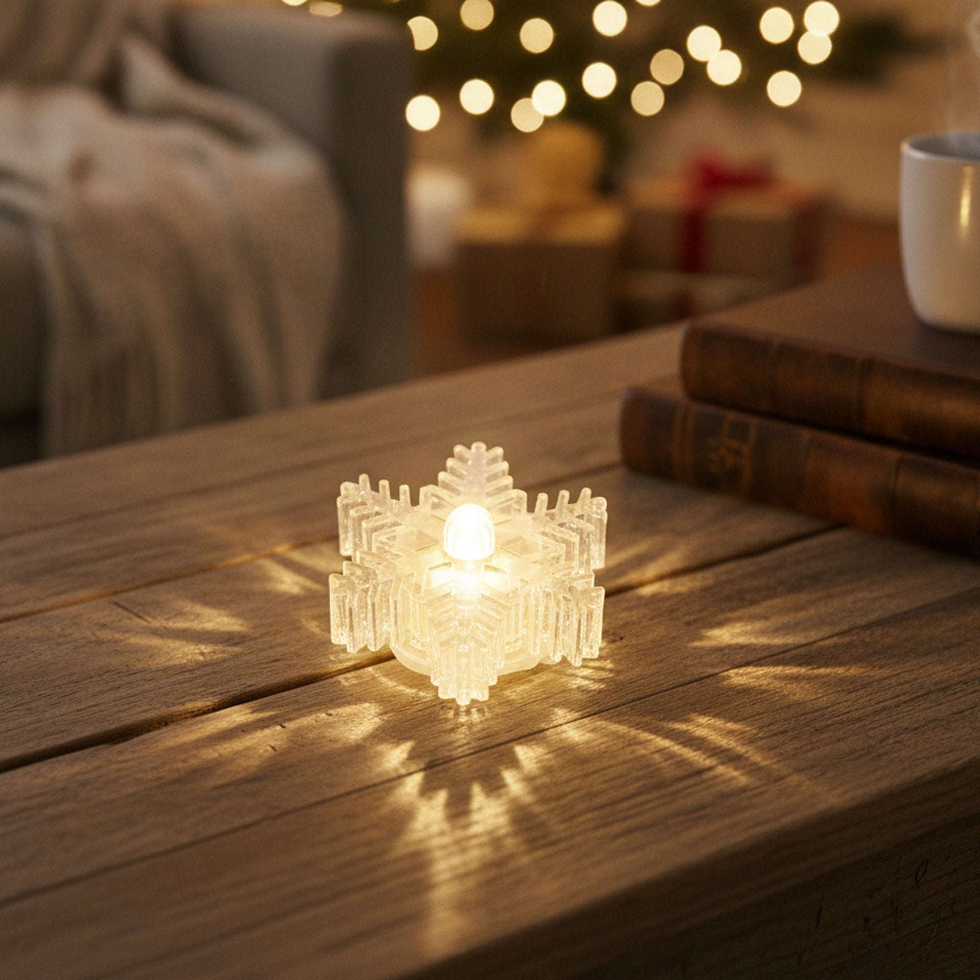 LED Acrylic Snowflake Tealight, Christmas, Holiday Decor- Set of 6
