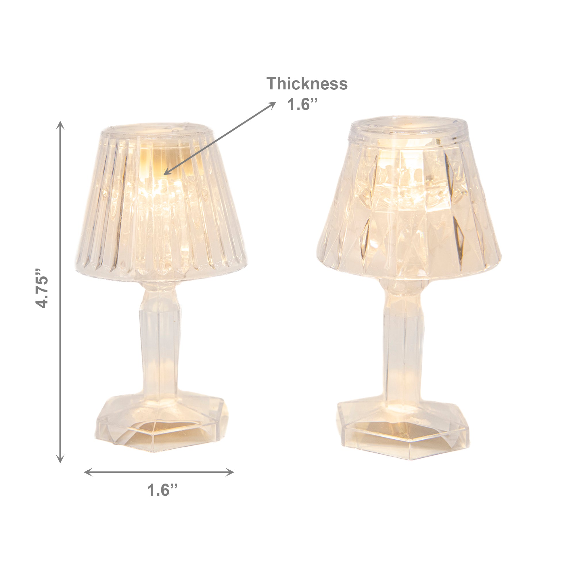 LED Acrylic Lamp Assorted, Holiday Decor- Set of 4