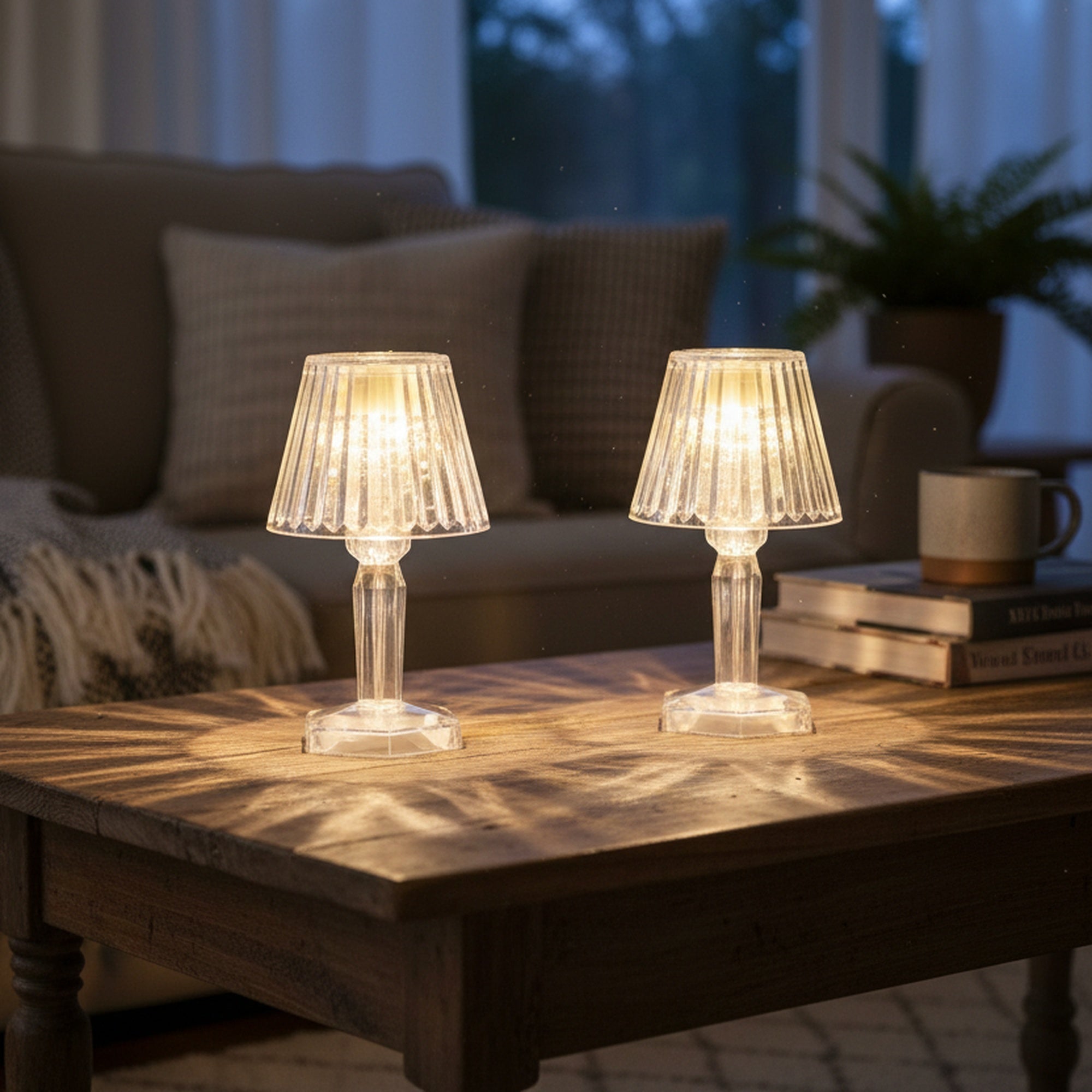 LED Acrylic Lamp Assorted, Holiday Decor- Set of 4