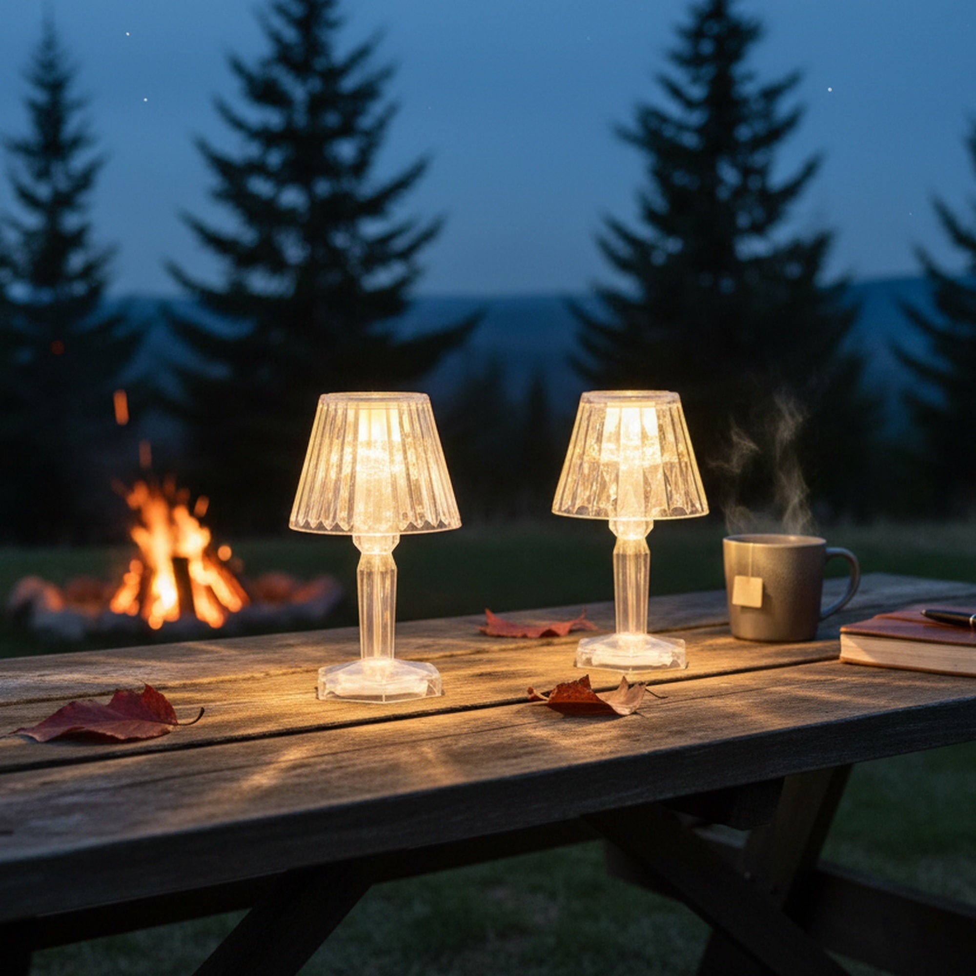 LED Acrylic Lamp Assorted, Holiday Decor- Set of 4