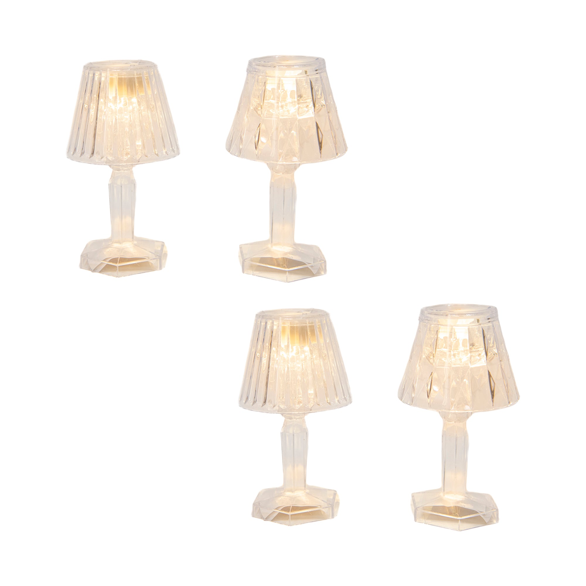 LED Acrylic Lamp Assorted, Holiday Decor- Set of 4
