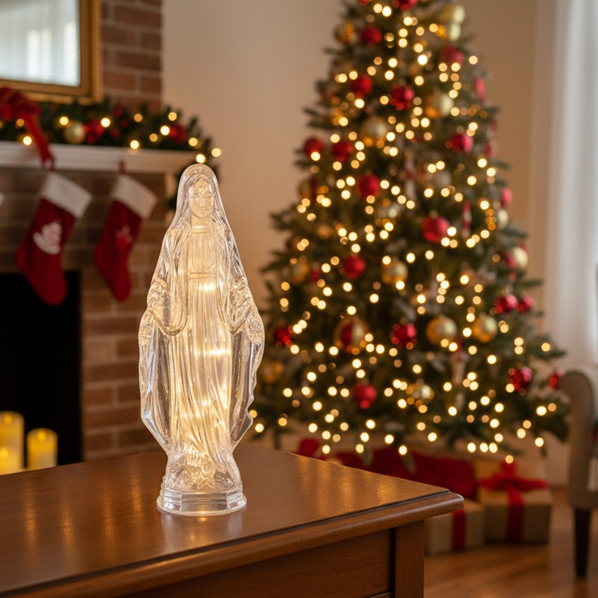 LED Acrylic Mary Figurine, Figurine, Holiday Decor