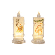 4.3" LED Acrylic Printed Candle Assorted, Holiday Decor- Set of 6