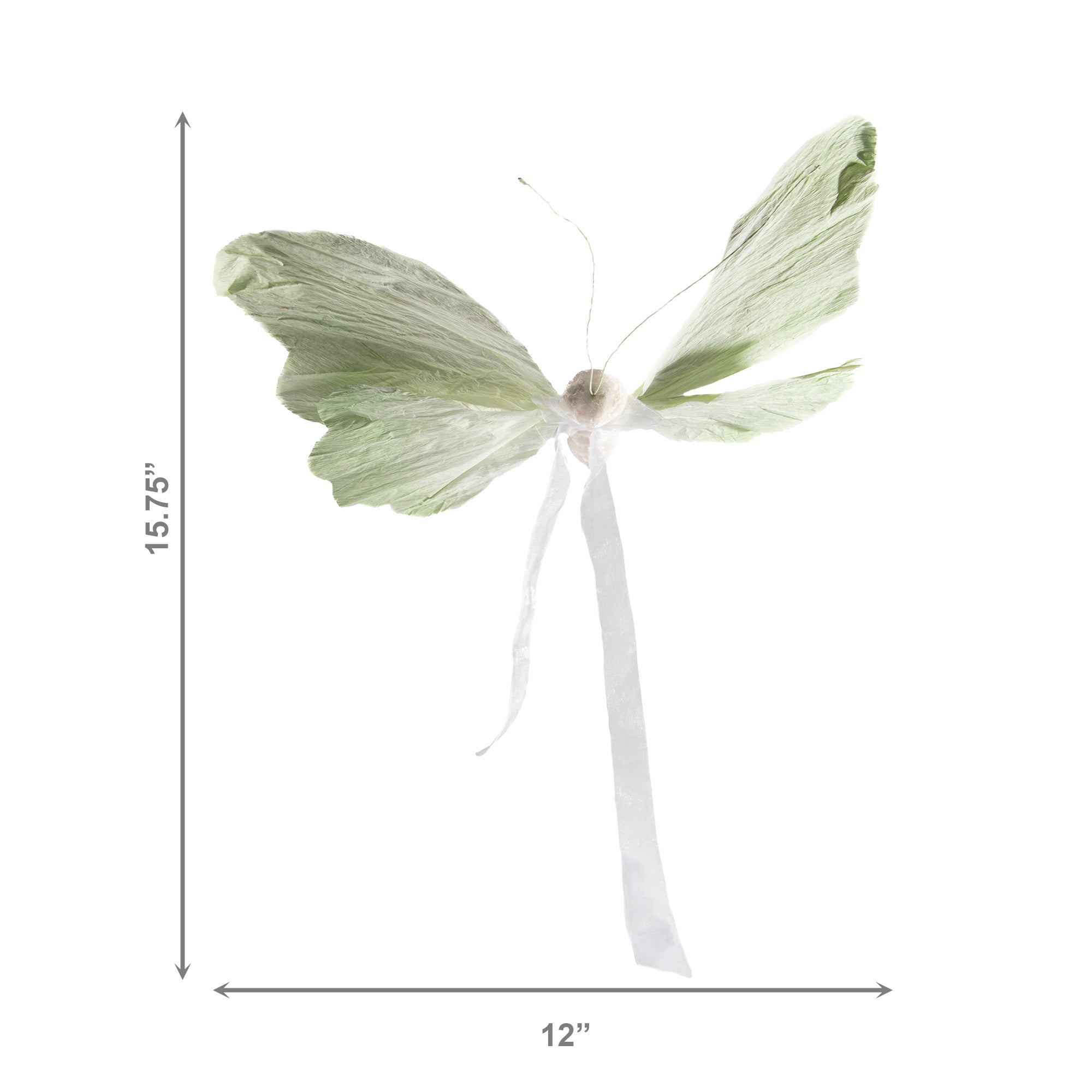 Hanging Paper Butterfly Decoration – Green - Set of 2