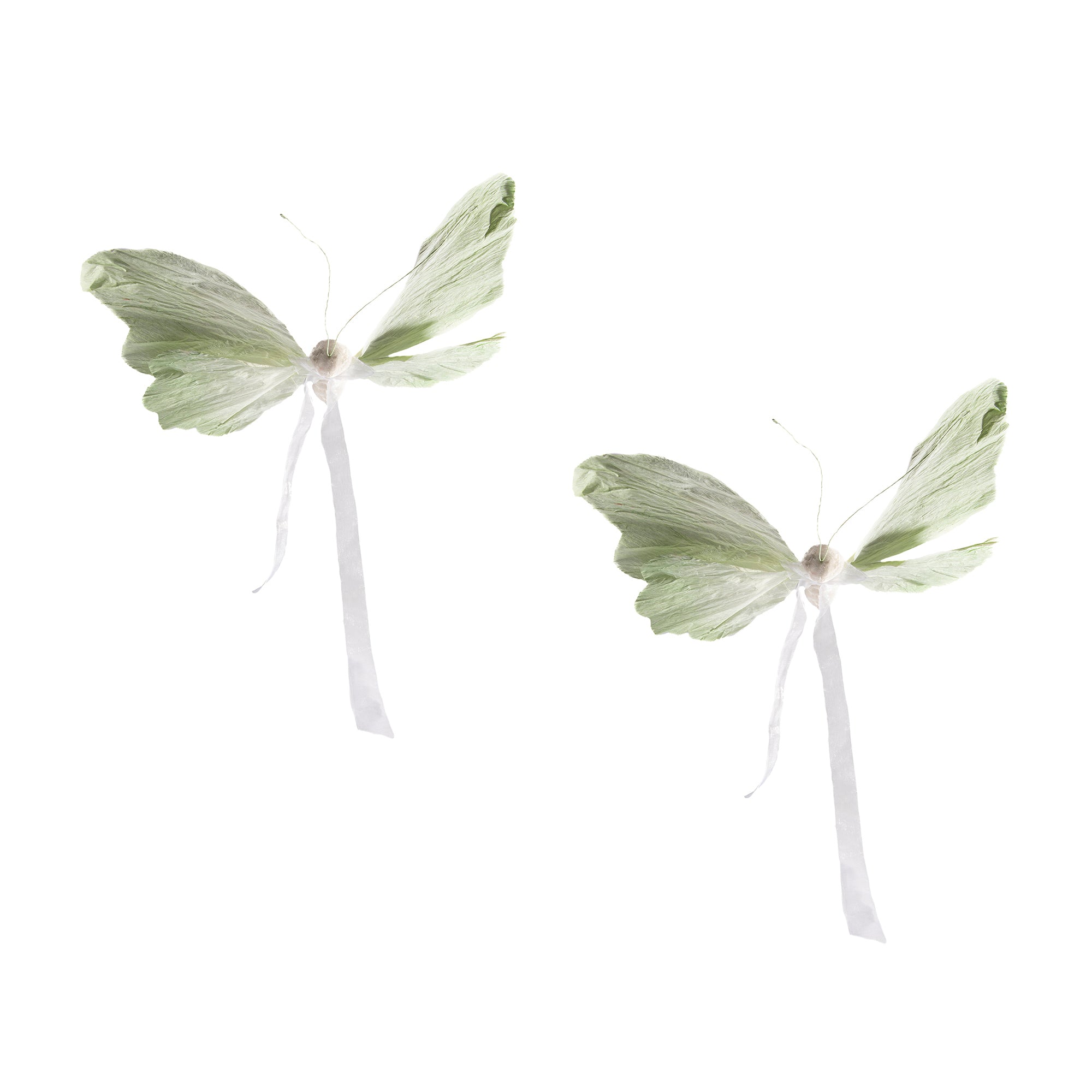 Hanging Paper Butterfly Decoration – Green - Set of 2