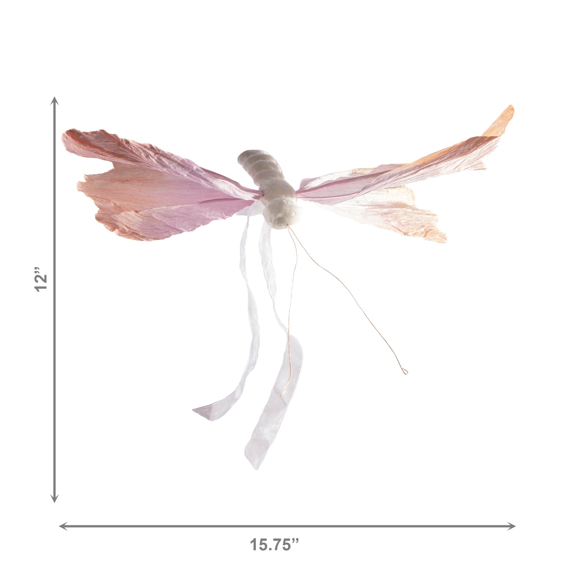 Hanging Paper Butterfly Decoration – Light Pink - Set of 2