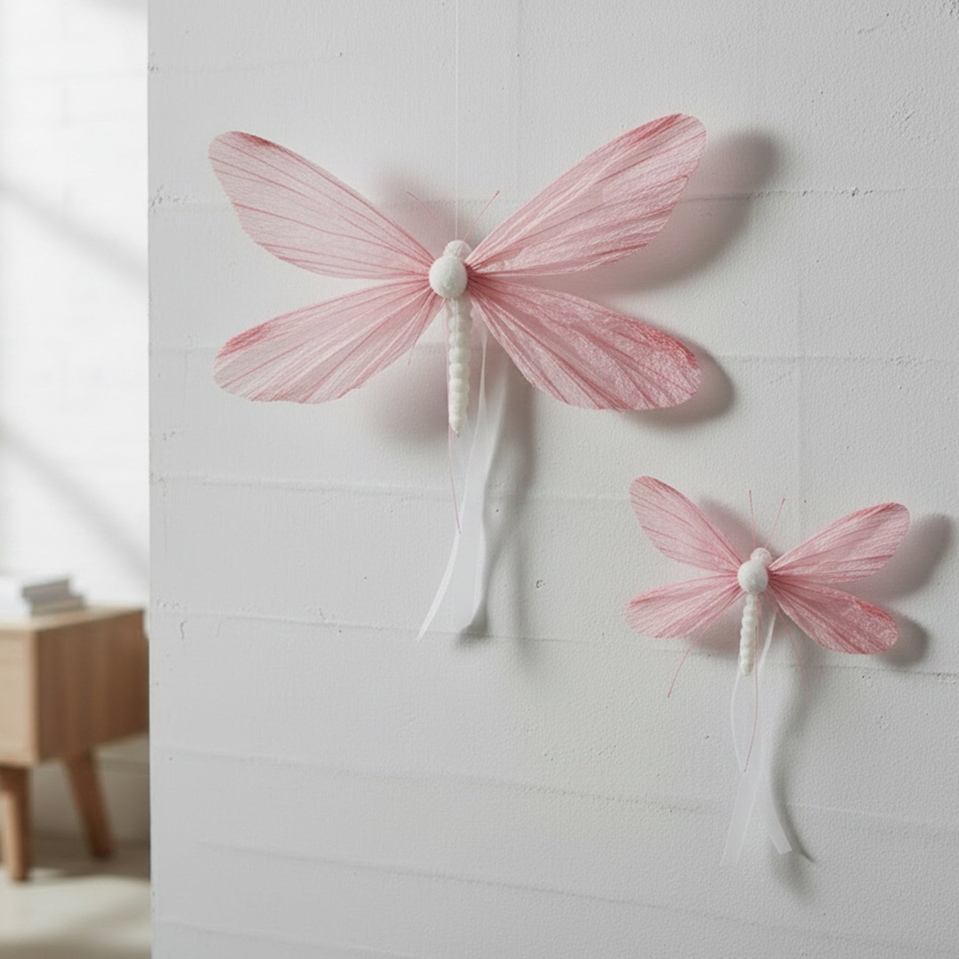 Hanging Paper Butterfly Decoration – Light Pink - Set of 2