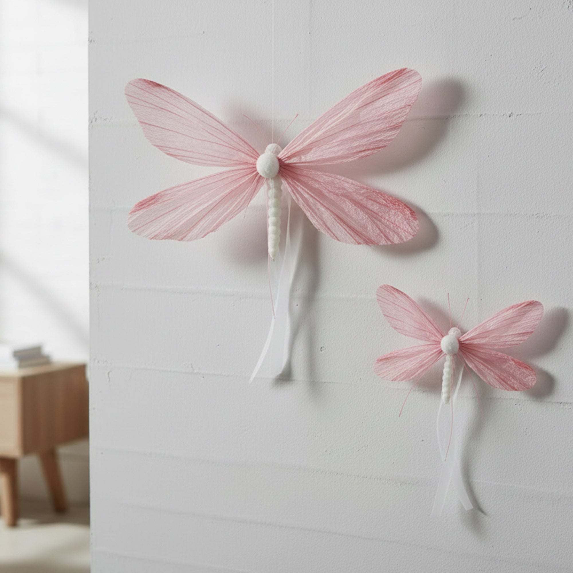 Hanging Paper Butterfly Decoration – Light Pink - Set of 2
