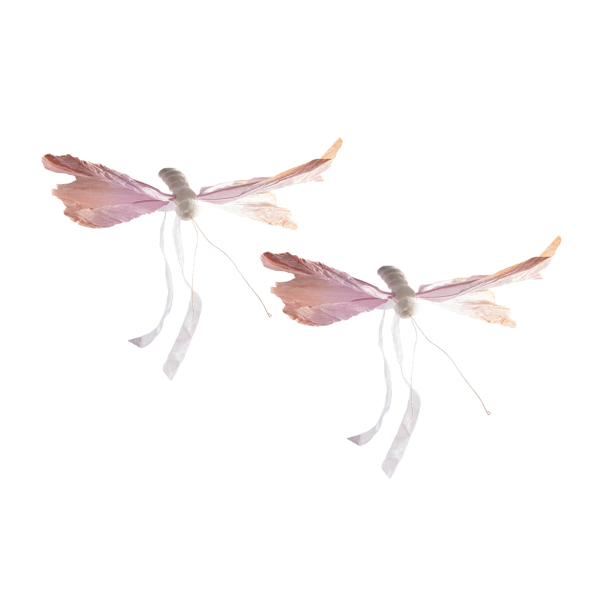 Hanging Paper Butterfly Decoration – Light Pink - Set of 2