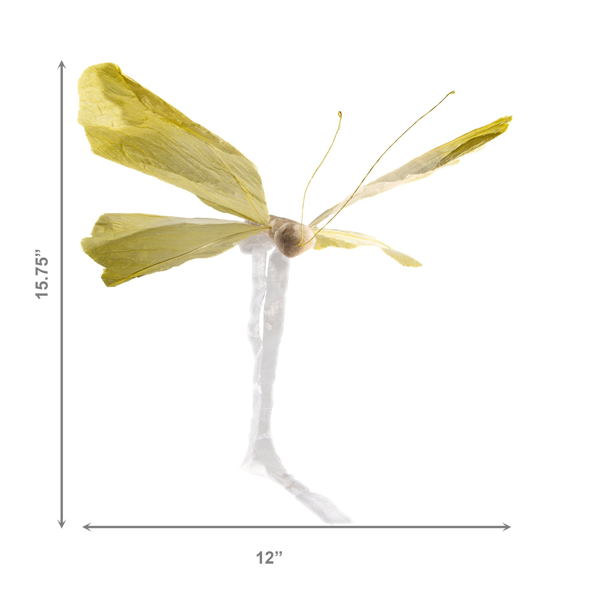 Hanging Paper Butterfly Decoration – Yellow - Set of 2