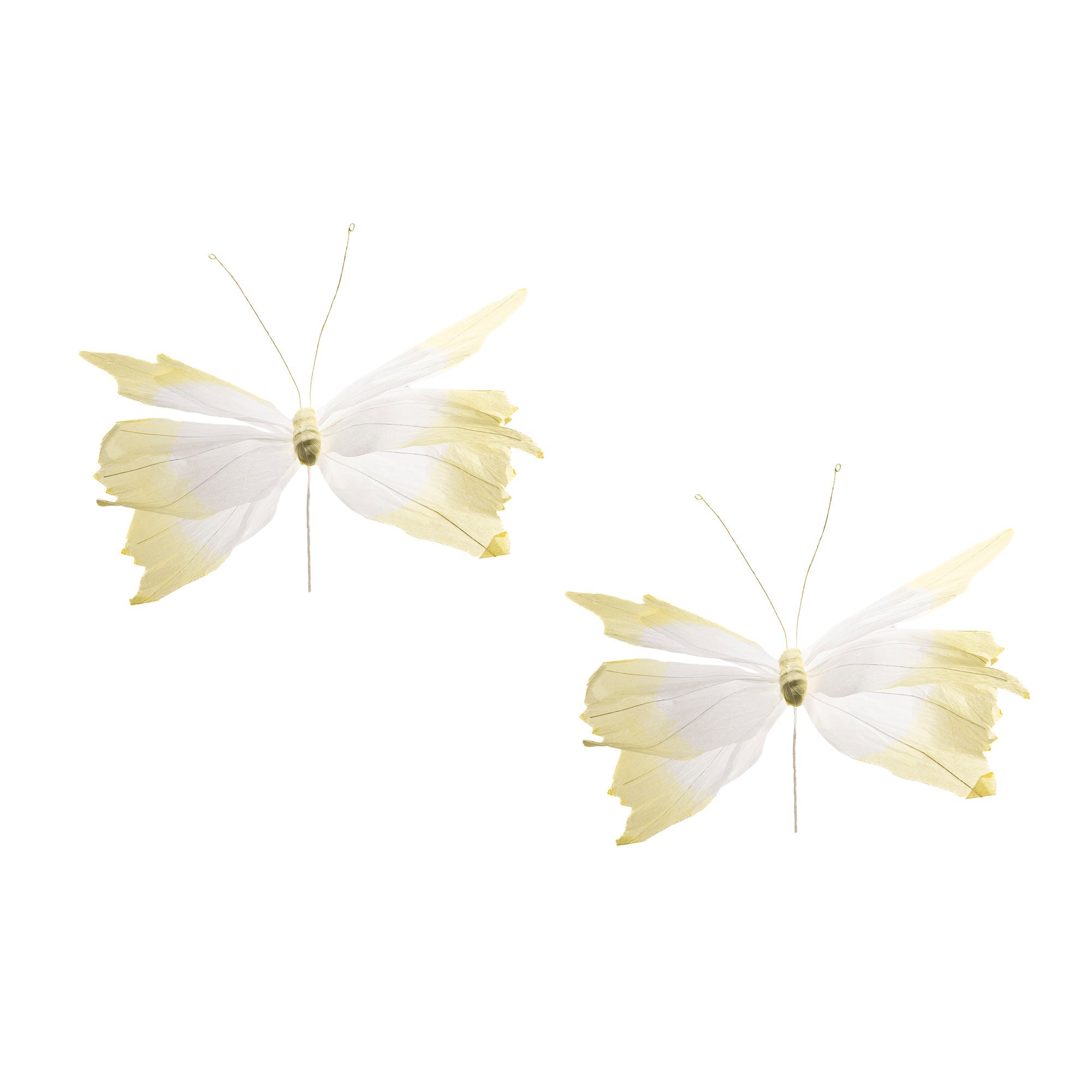 Paper Butterfly Decorative Pick – Yellow - Set of 2