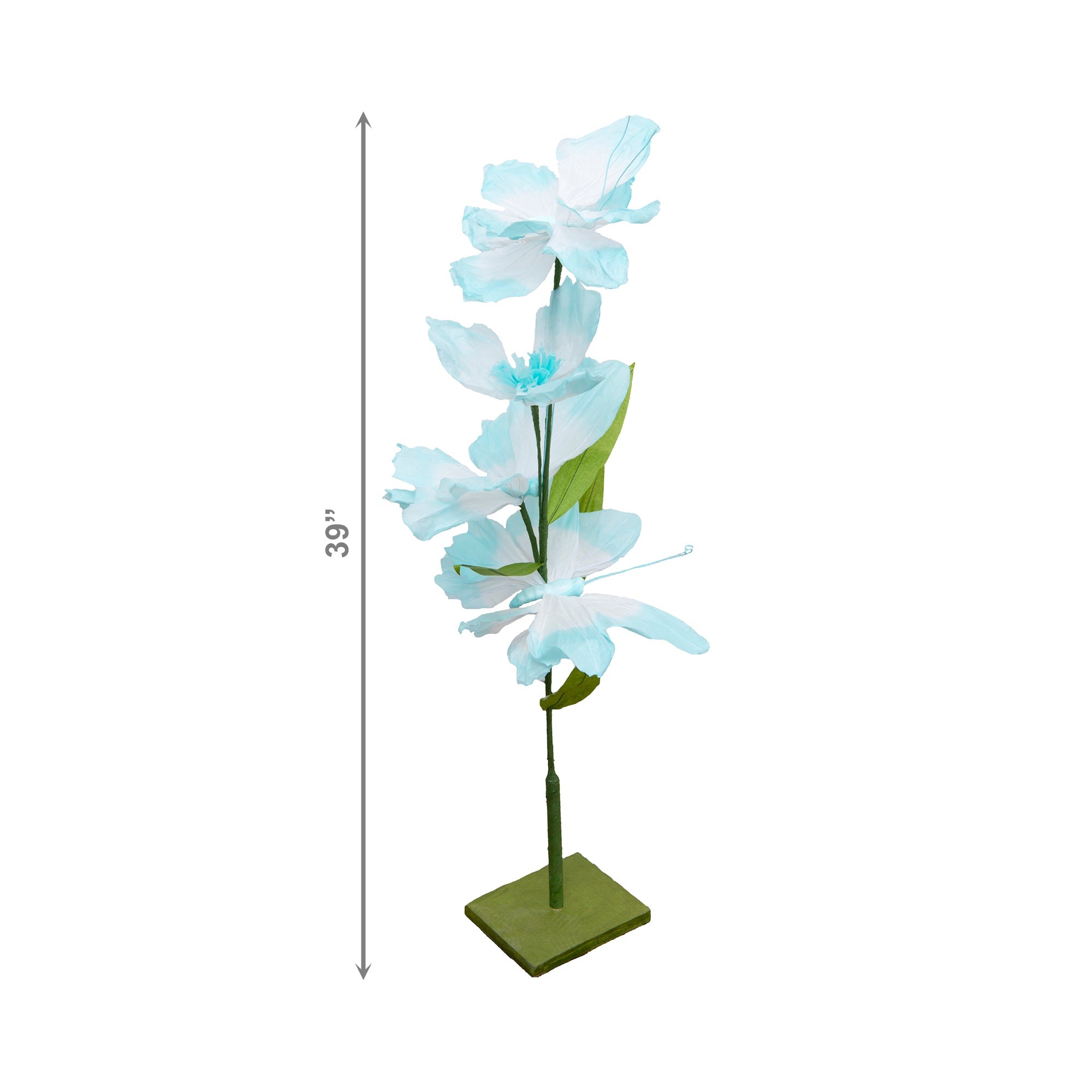 Light Blue Paper Butterfly and Flower Decorative Stand, Home Décor, Tabletop, Handmade, Elegant Accent