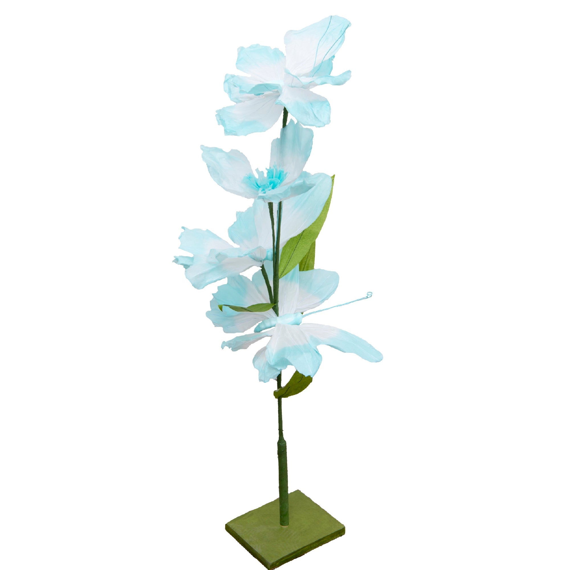 Light Blue Paper Butterfly and Flower Decorative Stand, Home Décor, Tabletop, Handmade, Elegant Accent