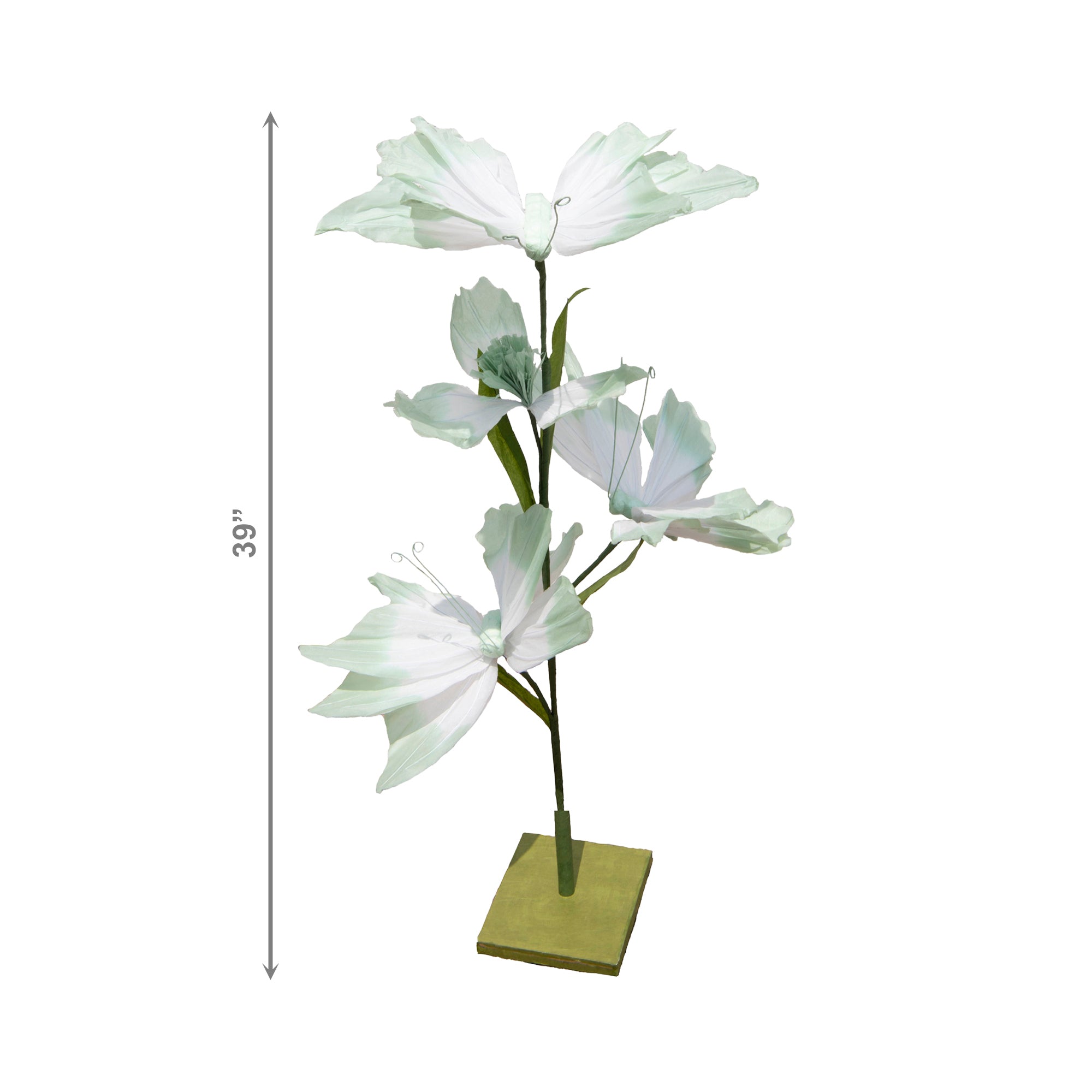 Green Paper Butterfly and Flower Decorative Stand, Home Décor, Tabletop, Handmade, Elegant Accent
