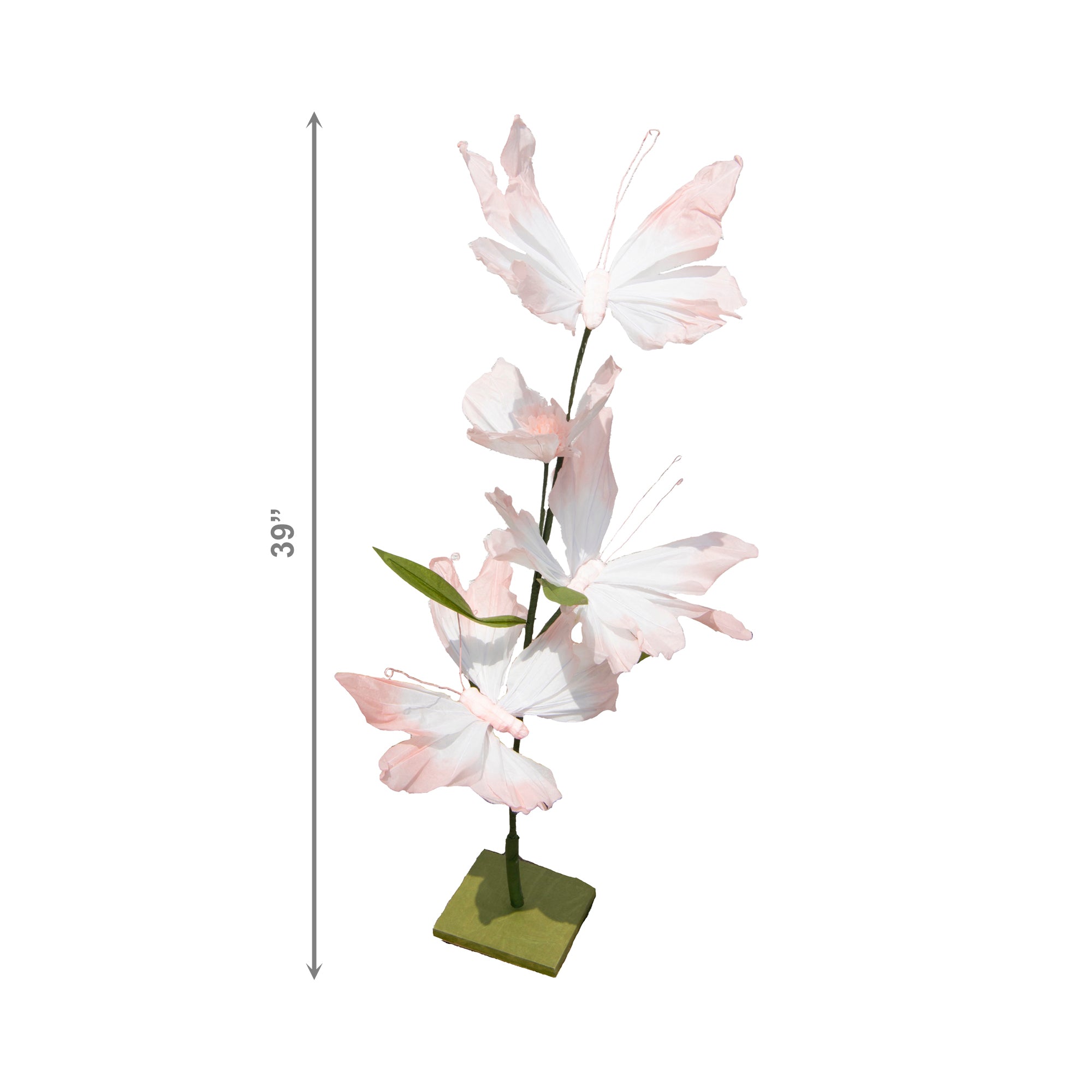 Light Pink Paper Butterfly and Flower Decorative Stand, Home Décor, Tabletop, Handmade, Elegant Accent