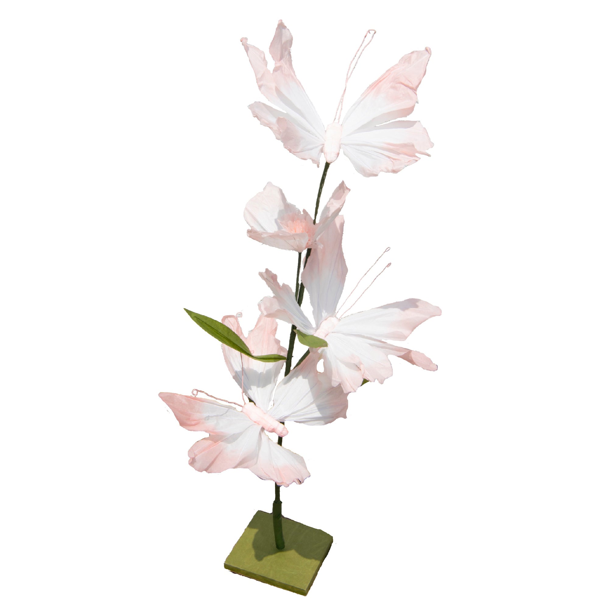 Light Pink Paper Butterfly and Flower Decorative Stand, Home Décor, Tabletop, Handmade, Elegant Accent