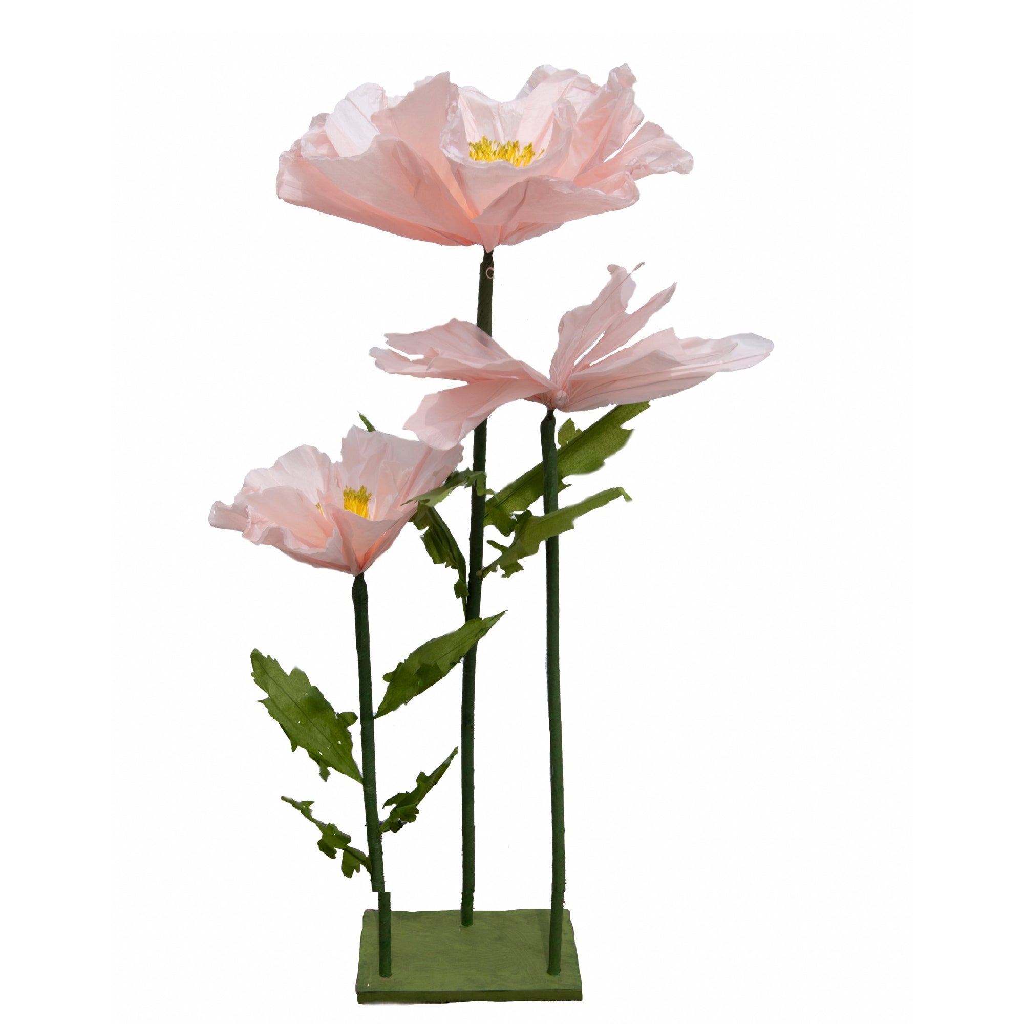 Pink Poppy Giant Paper Flower and Butterfly Decorative Stand, Home Décor, Tabletop, Handmade, Elegant Accent