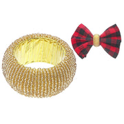 Gold Beaded Napkin Ring Set Of 6, Holiday Table Decor, Festive Dining Accent