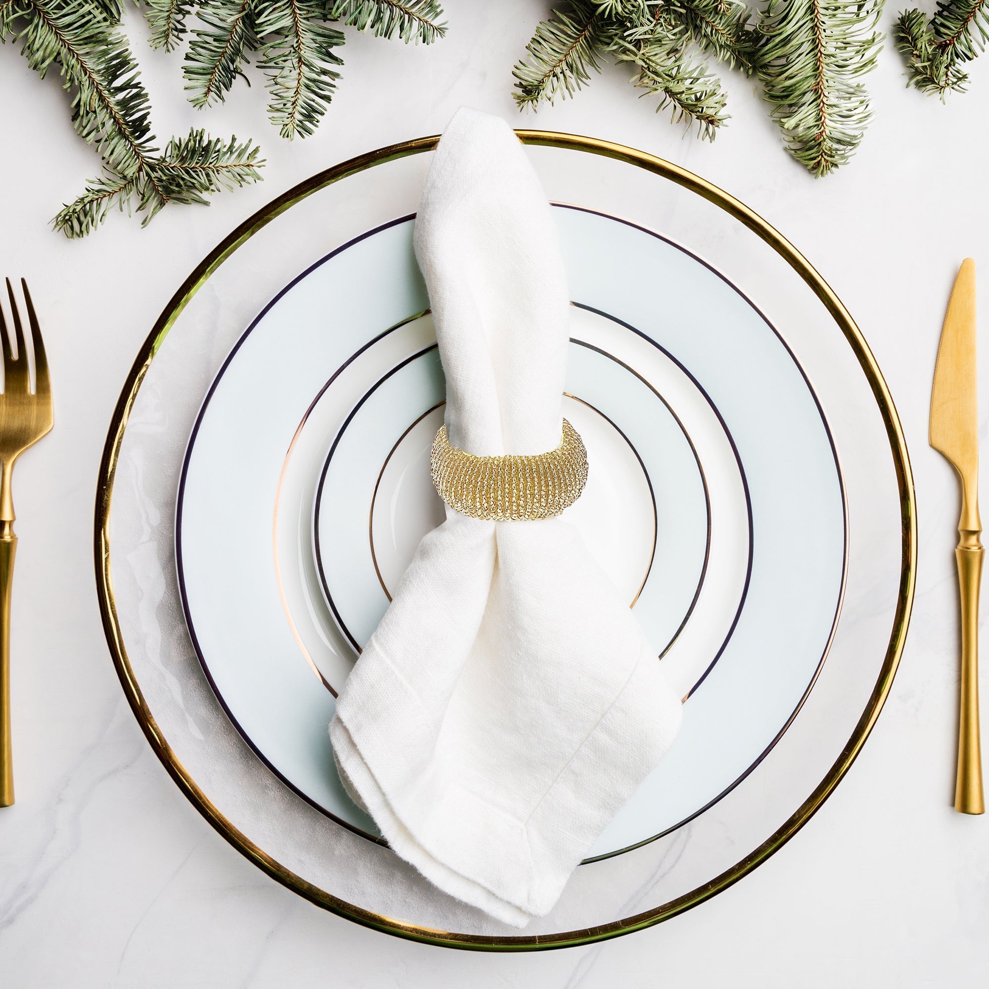 Gold Beaded Napkin Ring Set Of 6, Holiday Table Decor, Festive Dining Accent