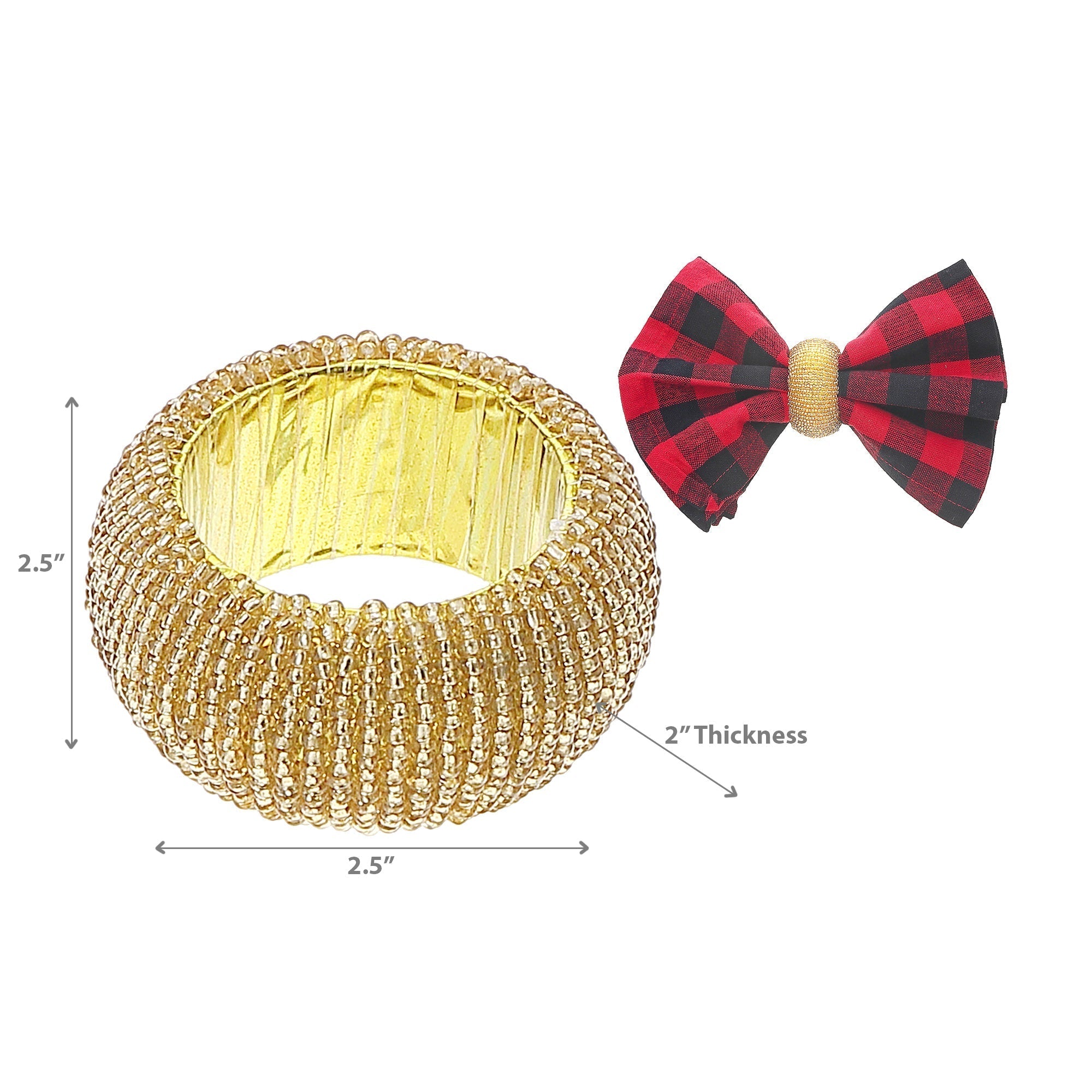 Gold Beaded Napkin Ring Set Of 6, Holiday Table Decor, Festive Dining Accent