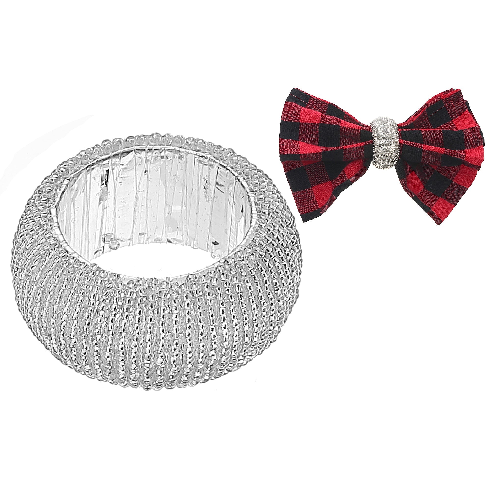 Silver Beaded Napkin Ring Set Of 6, Holiday Table Decor, Festive Dining Accent