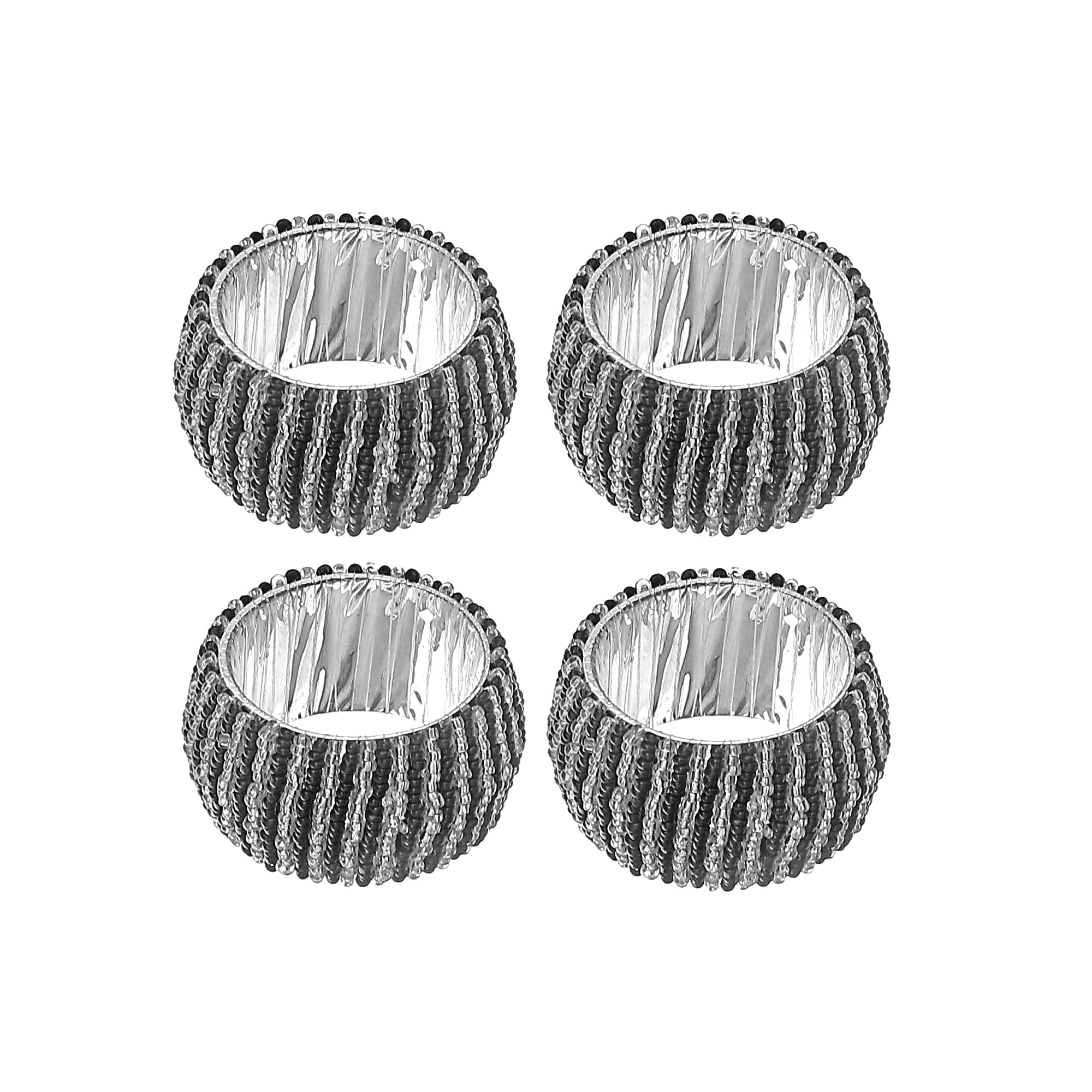 4Pc Beaded Napkin Ring With Craft Box