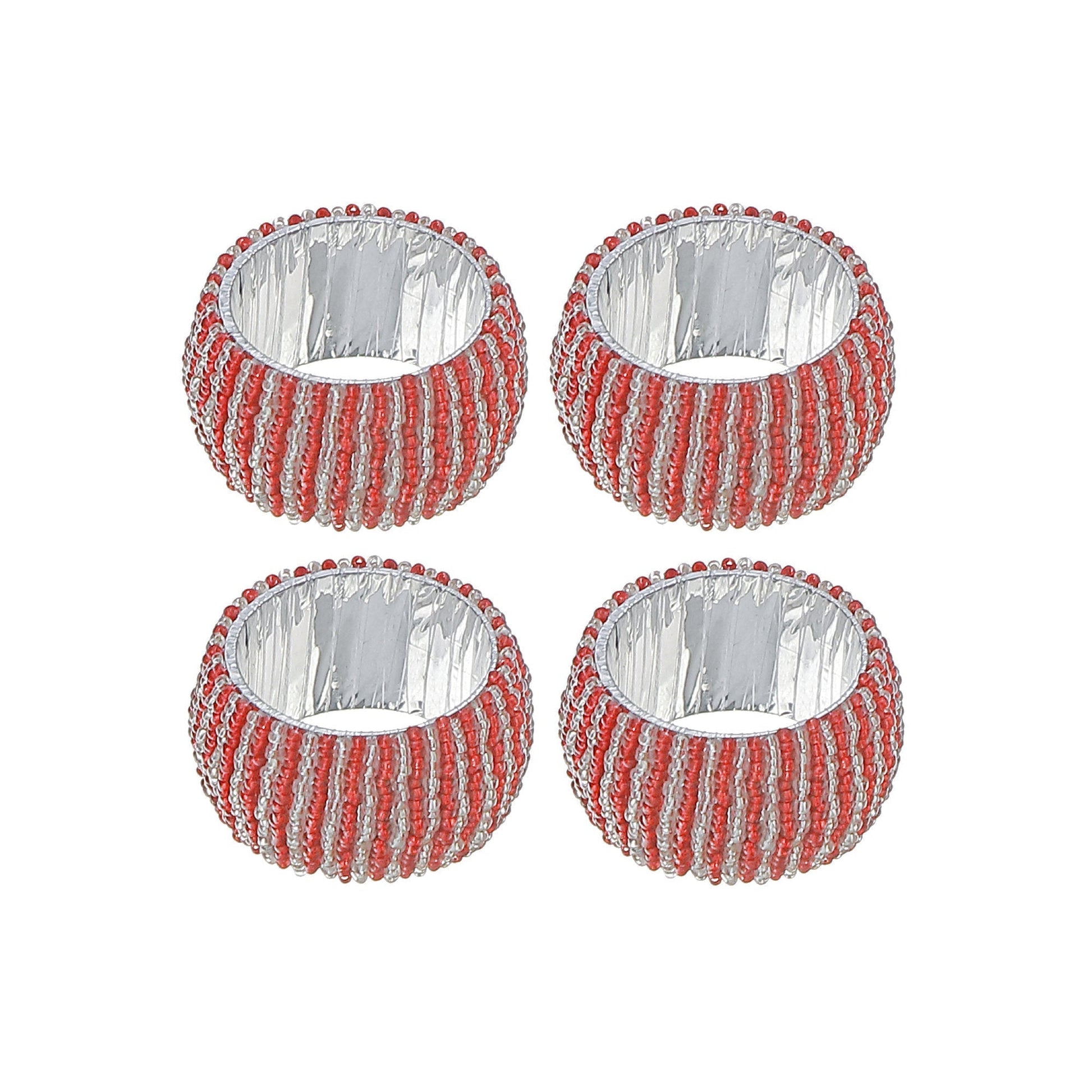 4Pc Beaded Napkin Ring With Craft Box