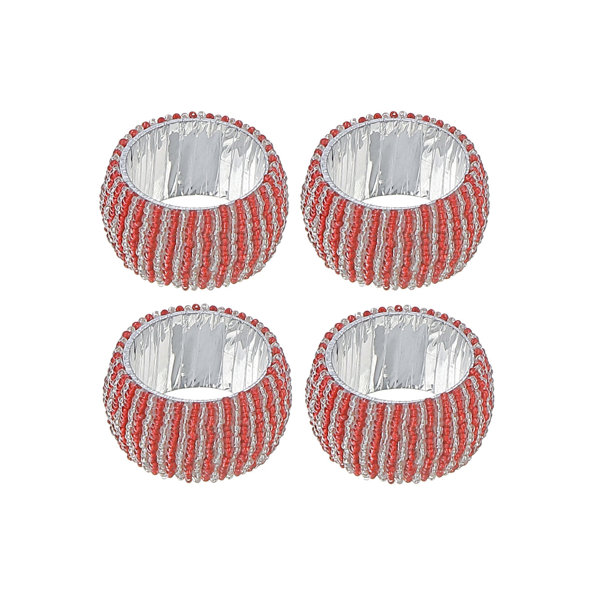 4Pc Beaded Napkin Ring With Craft Box
