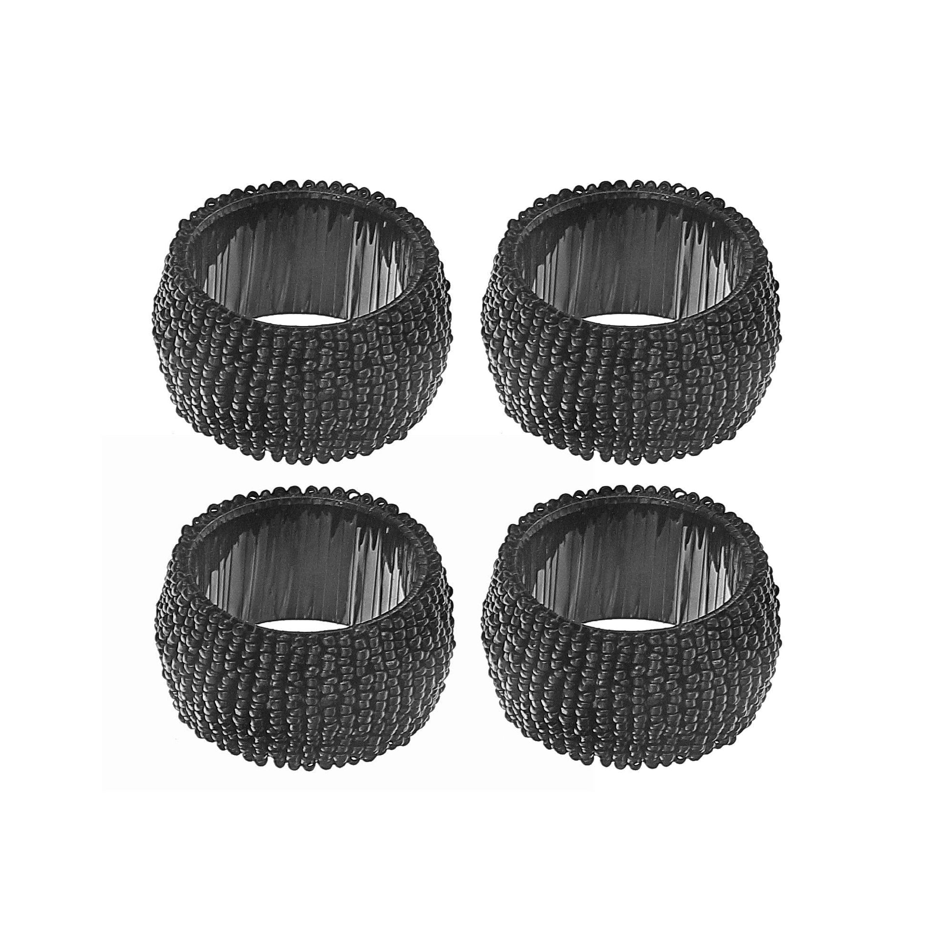 4Pc Beaded Napkin Ring With Craft Box