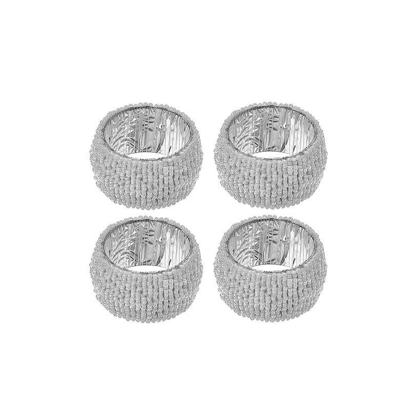 4Pc Beaded Napkin Ring With Craft Box