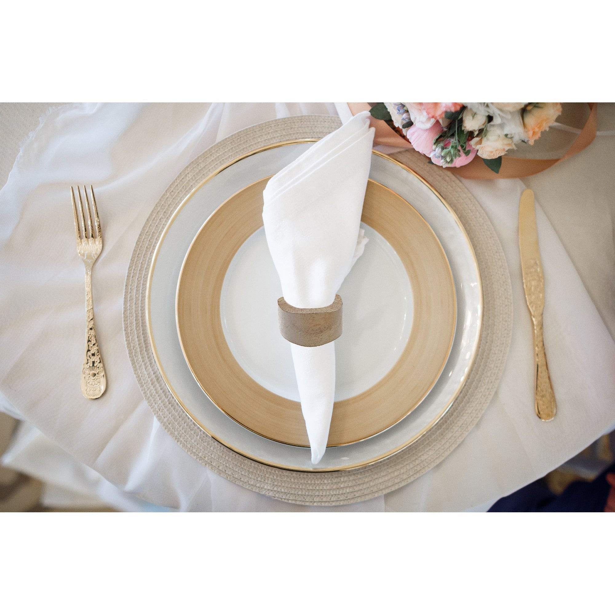 Wooden Napkin Ring Set Of 6, Rustic Tableware Accessory