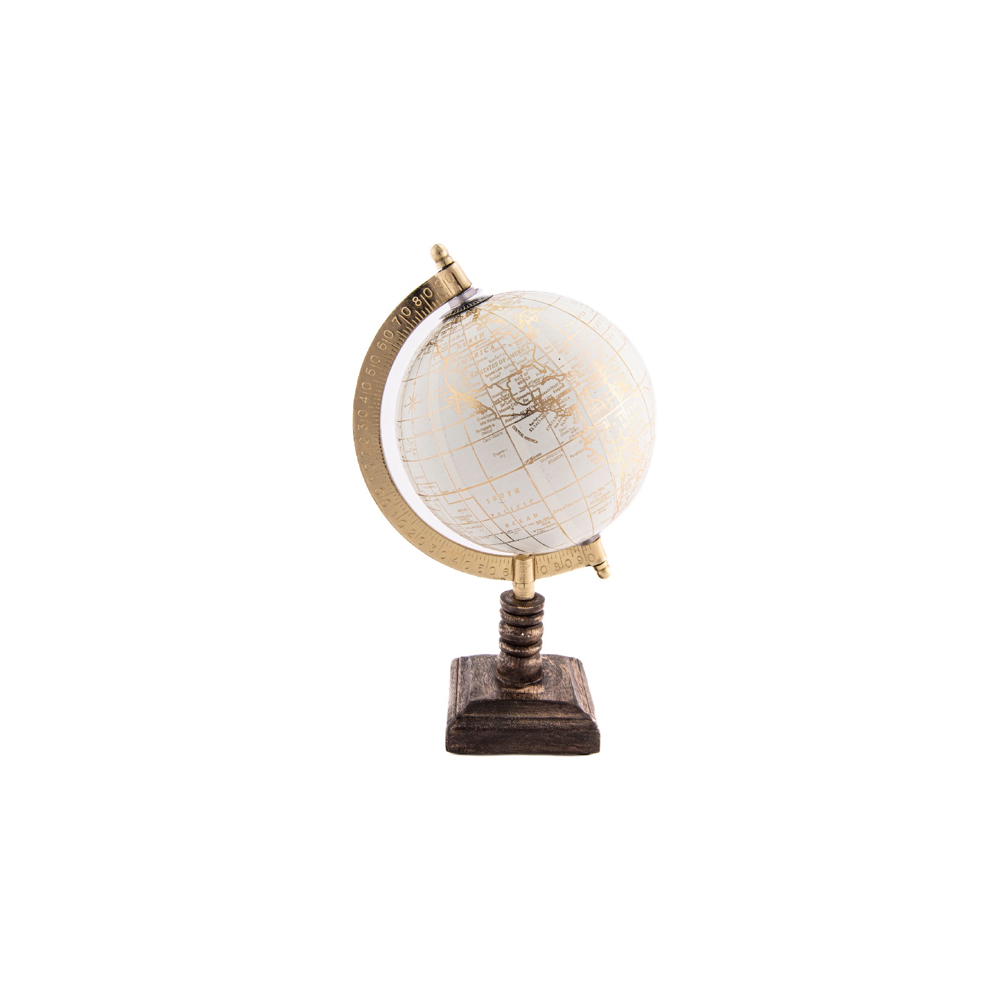 5-Inch Ivory Decorative World Globe with Stand, Home Office Décor, Tabletop, Study Accessory