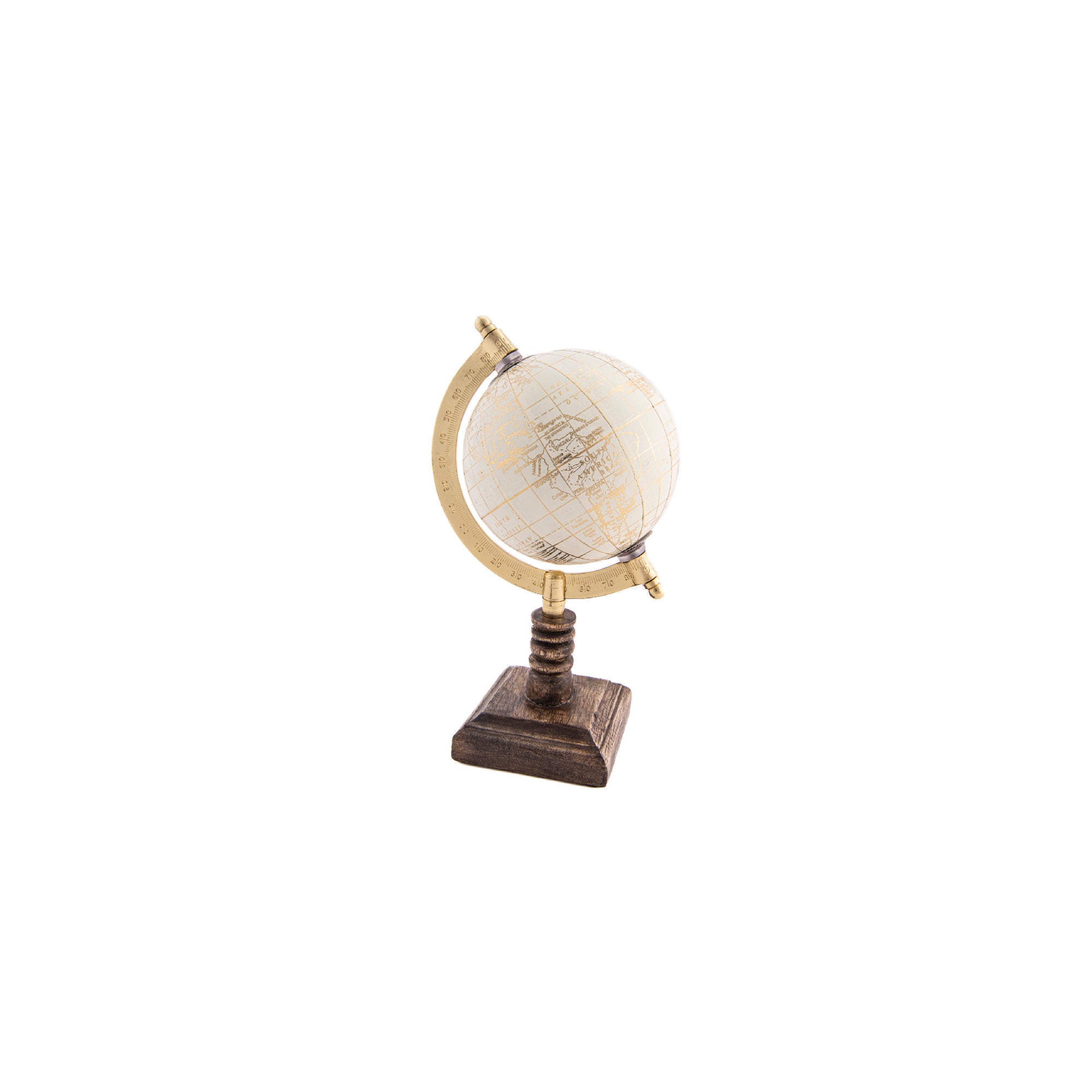 4-Inch Ivory Decorative World Globe with Stand, Home Office Décor, Tabletop, Study Accessory