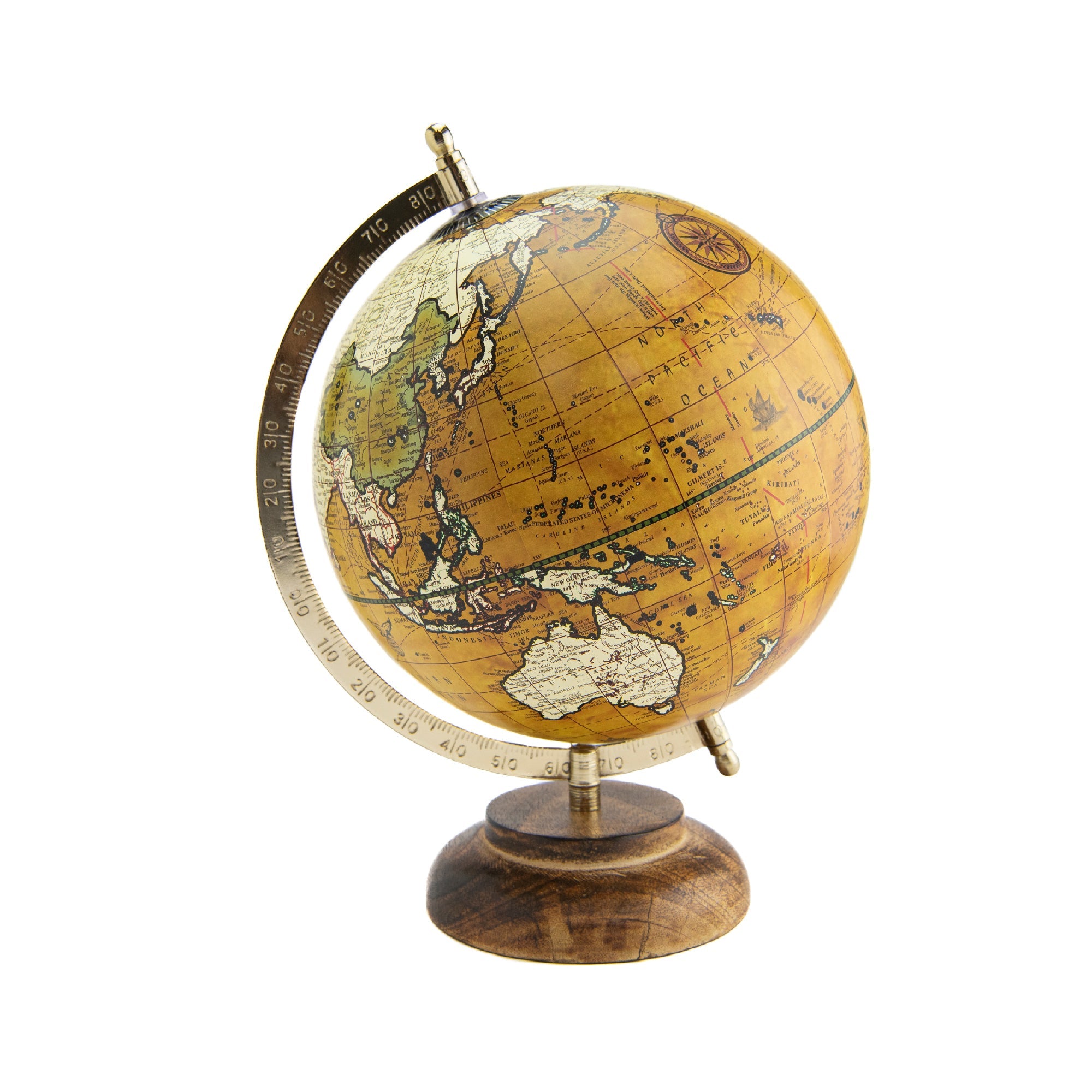 8-Inch Brown Decorative World Globe with Stand, Home Office Décor, Tabletop, Study Accessory