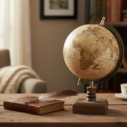 5-Inch Brown Decorative World Globe with Stand, Home Office Décor, Tabletop, Study Accessory