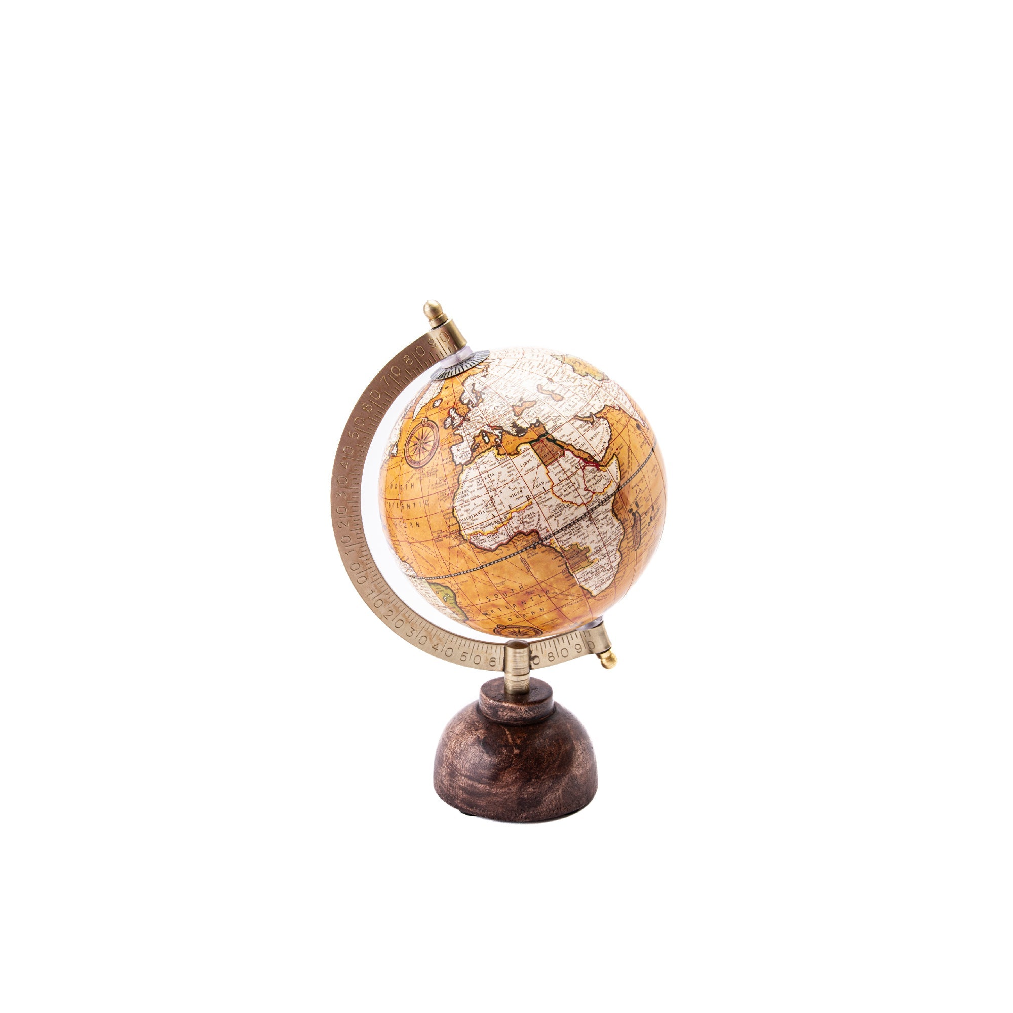 5-Inch Brown Decorative World Globe with Stand, Home Office Décor, Tabletop, Study Accessory