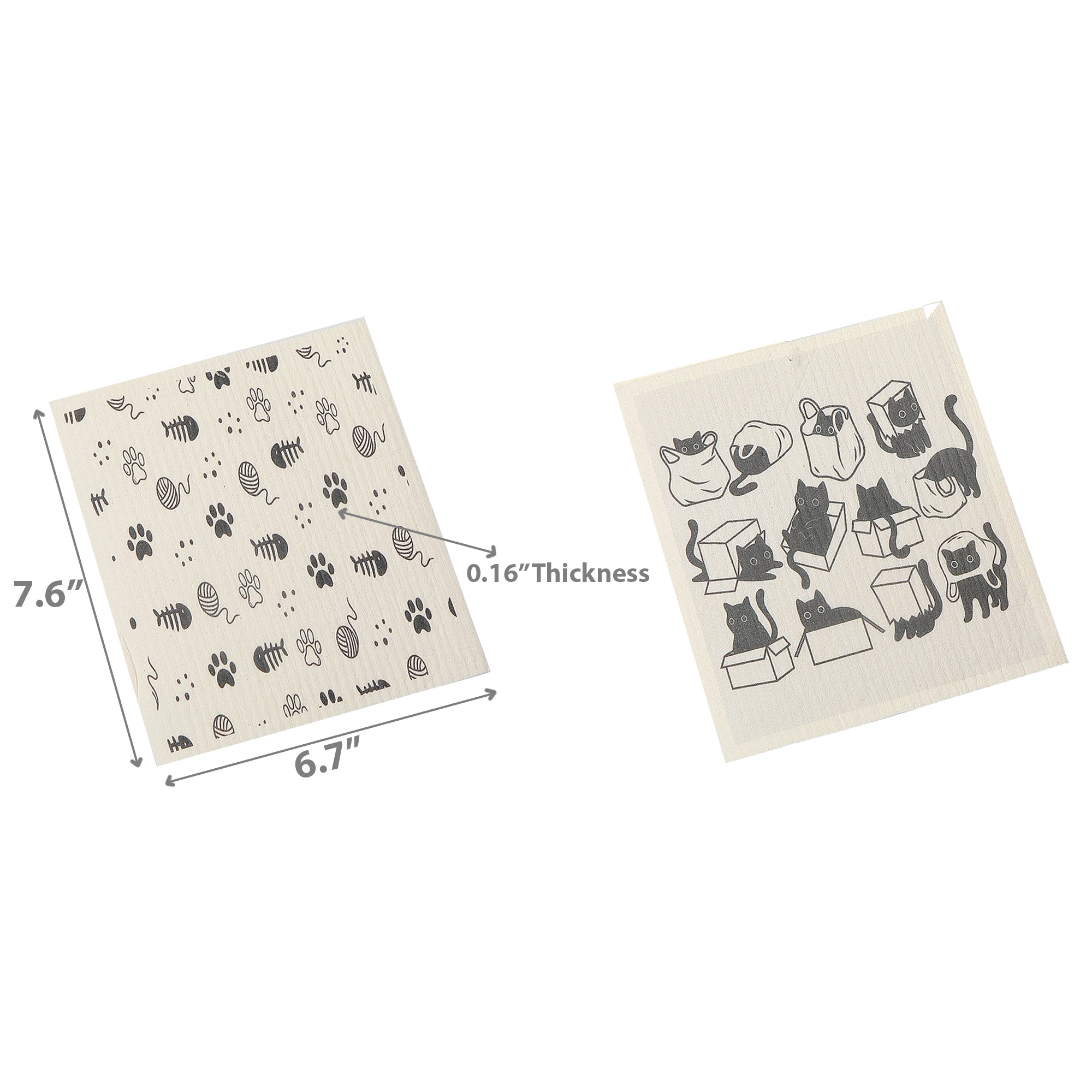 Swedish Dish Cloth Set Of 2 Mischief Cats Assorted Set Of 6, Cat Themed Swedish Dish Cloth Set, Reusable Eco Friendly Cloths