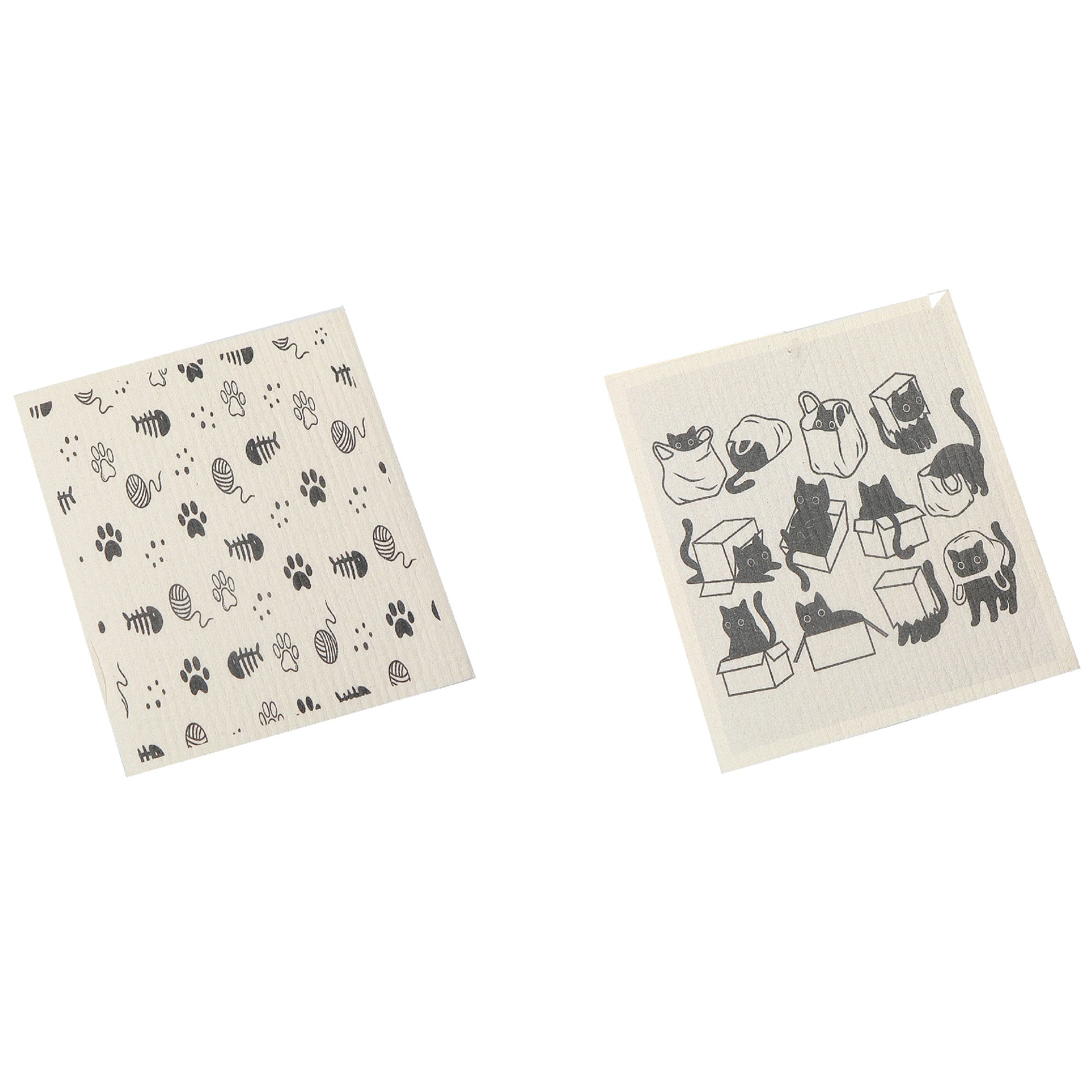 Swedish Dish Cloth Set Of 2 Mischief Cats Assorted Set Of 6, Cat Themed Swedish Dish Cloth Set, Reusable Eco Friendly Cloths