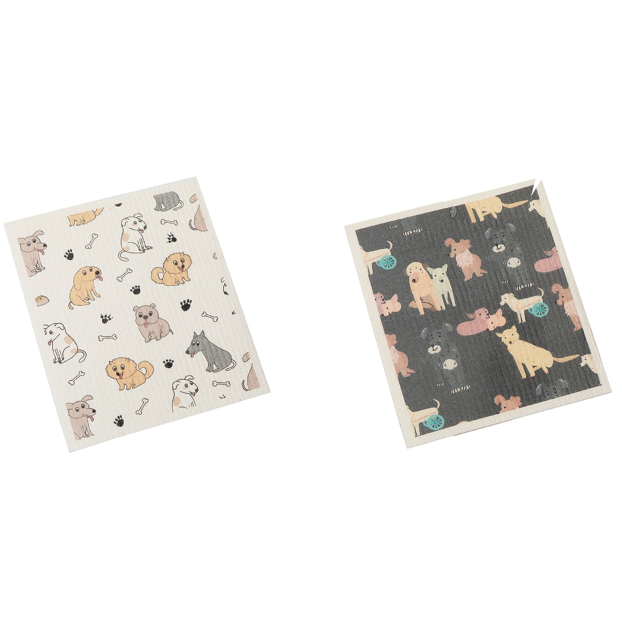 Swedish Dish Cloth Set Of 2 Doggy Friends Assorted Set Of 6, Dog Themed Swedish Dish Cloth Set, Absorbent Kitchen Cloths