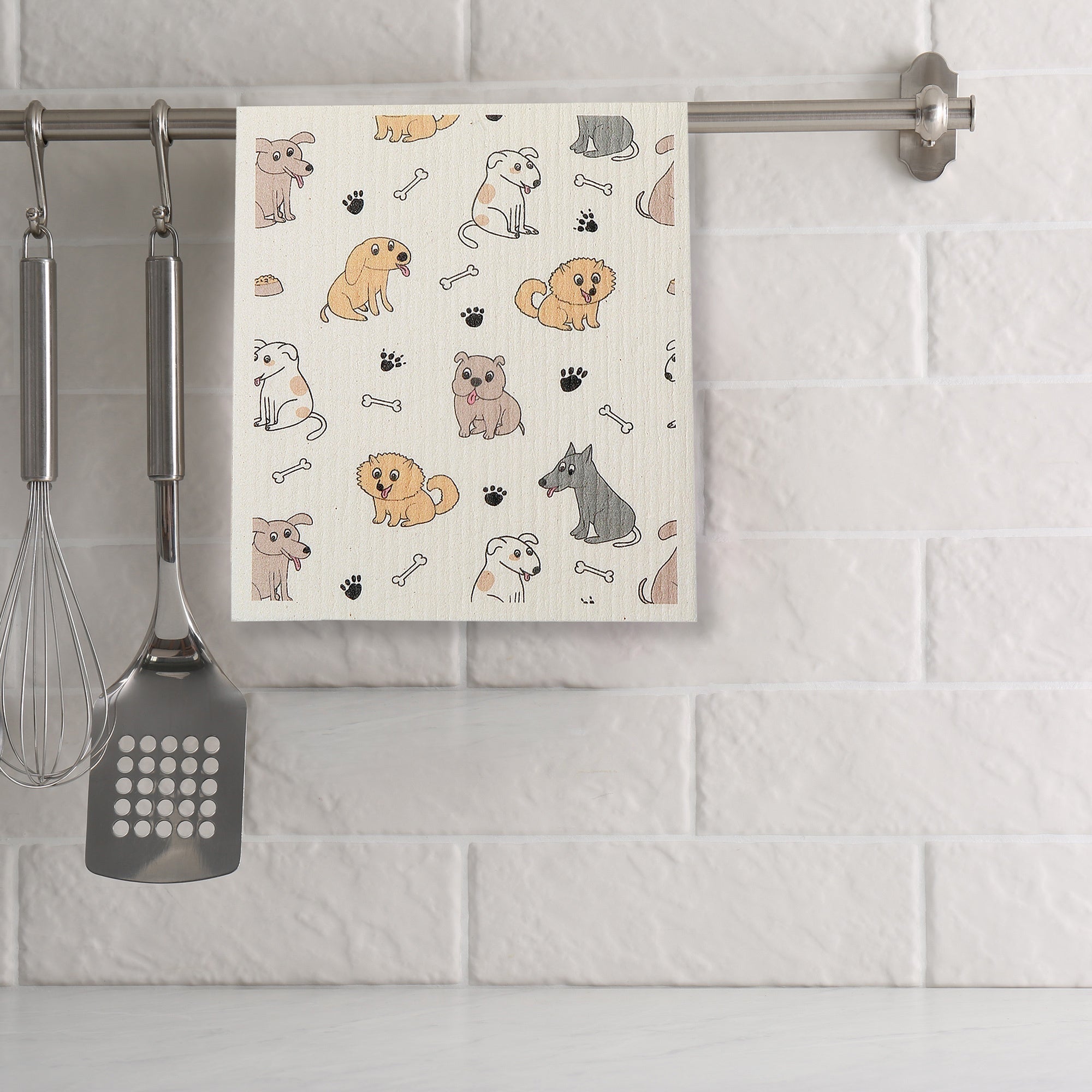 Swedish Dish Cloth Set Of 2 Doggy Friends Assorted Set Of 6, Dog Themed Swedish Dish Cloth Set, Absorbent Kitchen Cloths