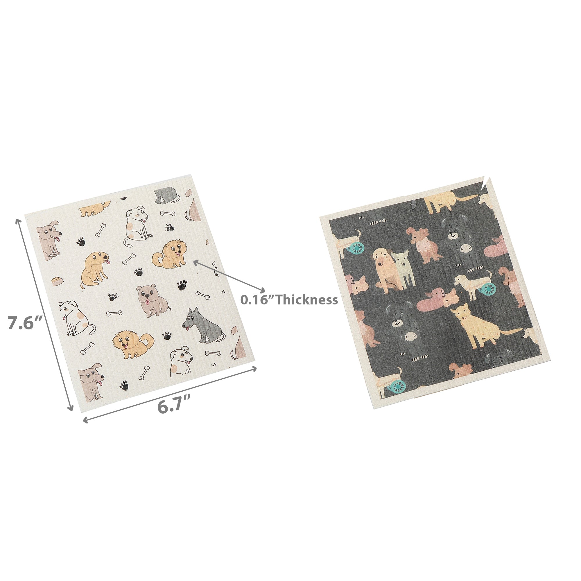 Swedish Dish Cloth Set Of 2 Doggy Friends Assorted Set Of 6, Dog Themed Swedish Dish Cloth Set, Absorbent Kitchen Cloths