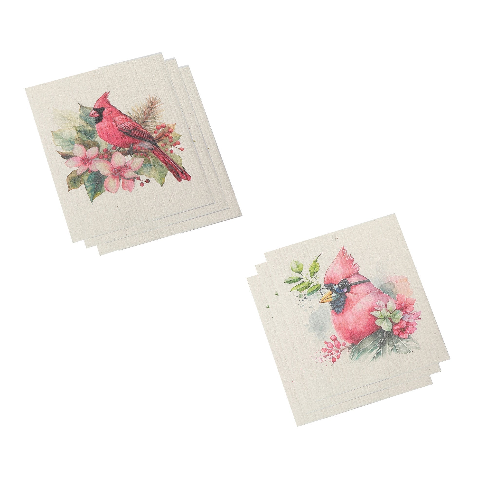 Swedish Dish Cloth Set Of 2 Tropical Cardinal Assorted Set Of 6, Tropical Cardinal Swedish Dish Cloth Set, Reusable Cleaning Cloths