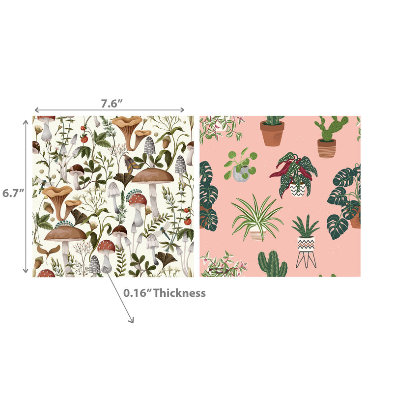 Swedish Dish Cloth Plants and Mushroom Set of 2
