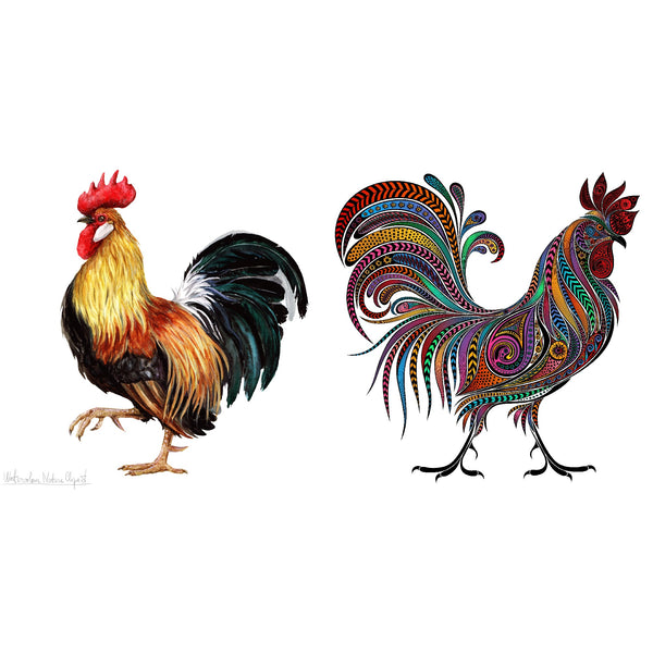 Swedish Dish Cloth Rooster Set of 2