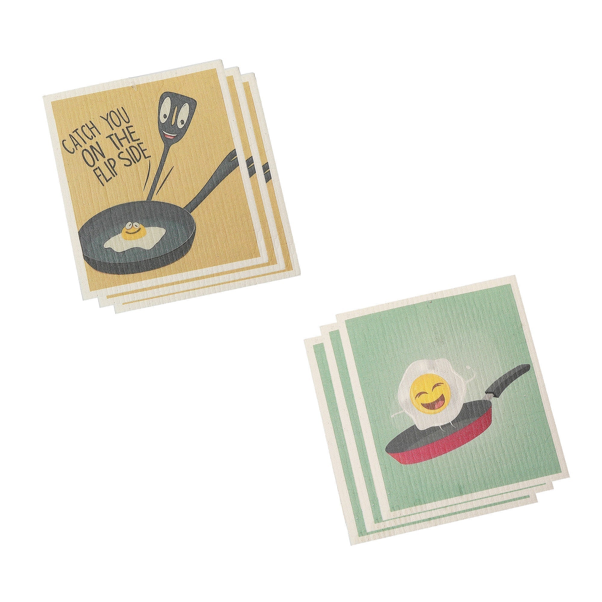 Swedish Dish Cloth 2Pc Catch You On The Flip Side Assorted Set Of 6, Catch You On The Flip Side Swedish Dish Cloth Set, Eco Friendly Kitchen Cloths