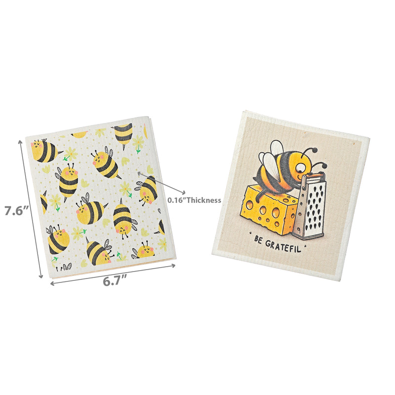 Swedish Dish Cloth 2Pc Bee Grateful Assorted - Set of 6