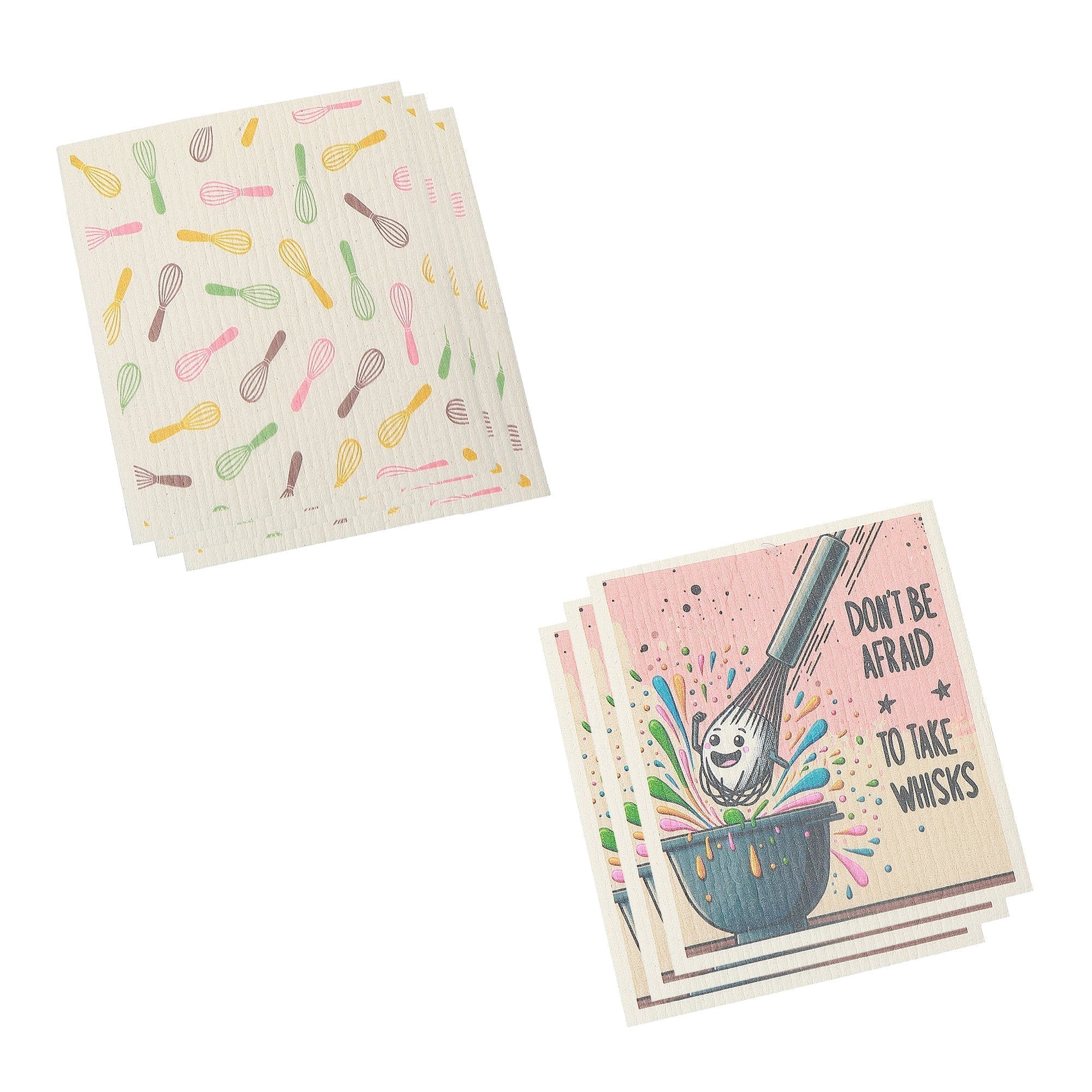 Swedish Dish Cloth 2Pc Don'T Be Afraid To Take Whisks Assorted Set Of 6, Take Whisks Swedish Dish Cloth Set, Reusable Kitchen Cloths