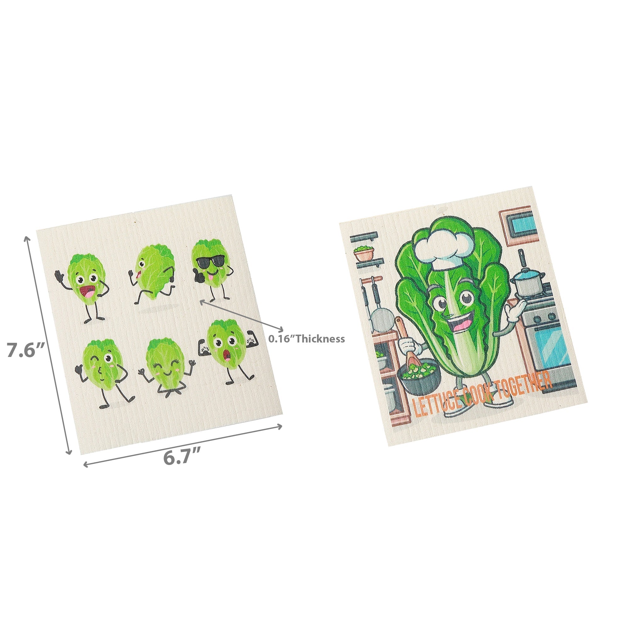 Swedish Dish Cloth 2Pc Lettuce Cook Together Assorted Set Of 6, Lettuce Cook Together Swedish Dish Cloth Set, Eco Friendly Cleaning Cloths